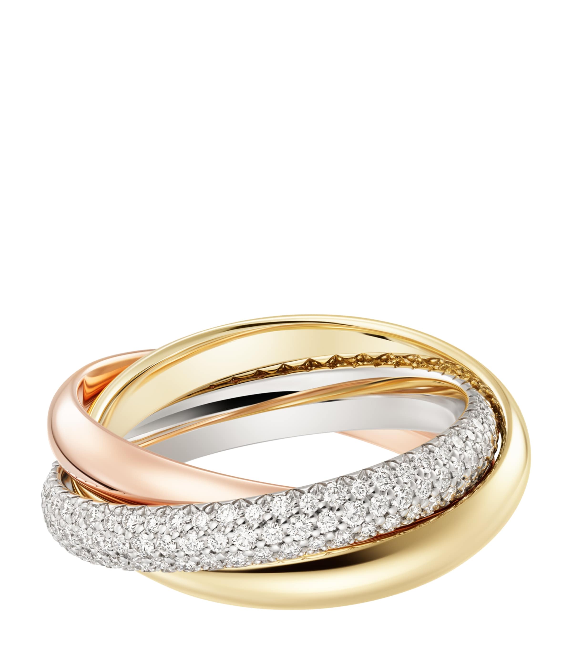 Medium White, Yellow, Rose Gold and Diamond Trinity Ring MIXED GOLD Image 1