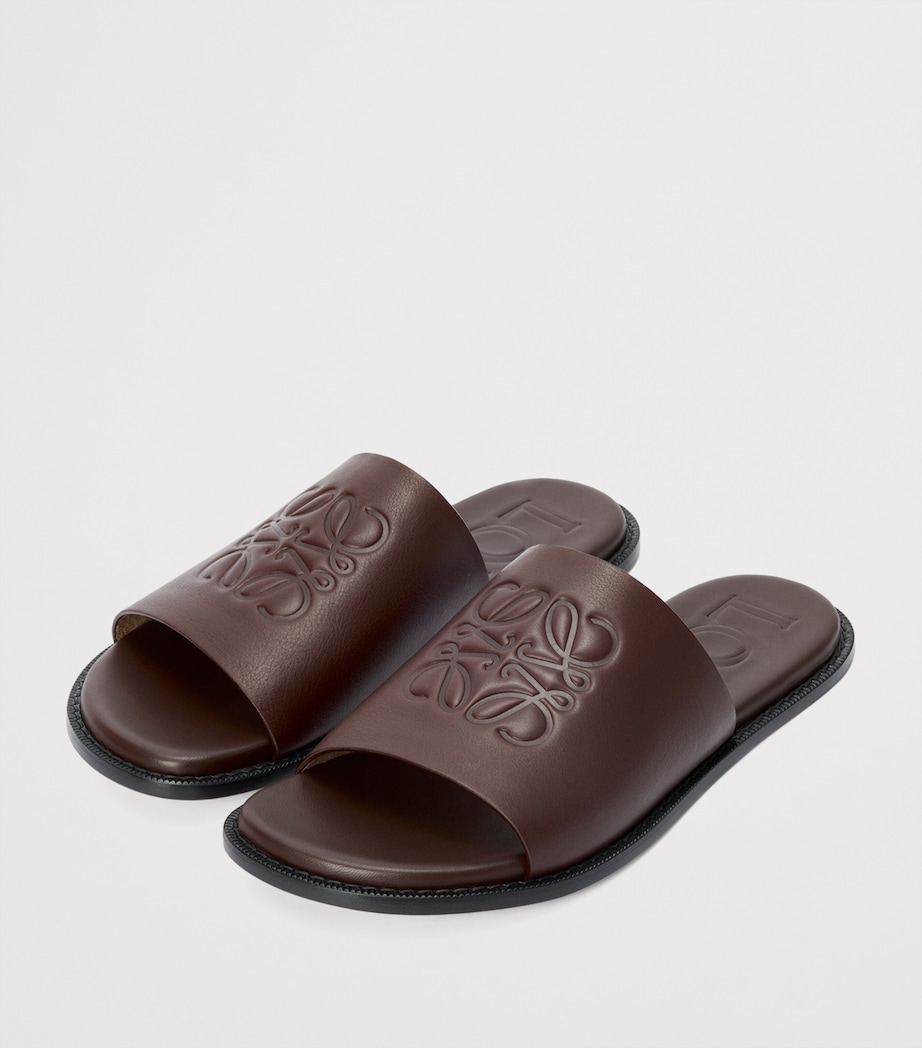 x Paula's Ibiza Leather Anagram Slides OXBLOOD Image 3