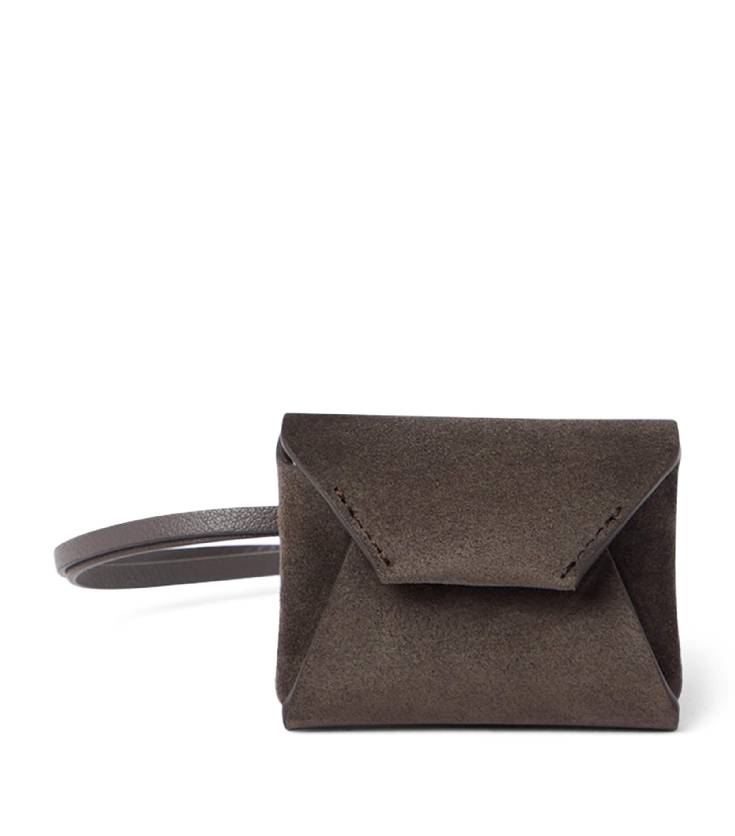 Brunello Cucinelli Suede Pouch Bag Charm In Brown