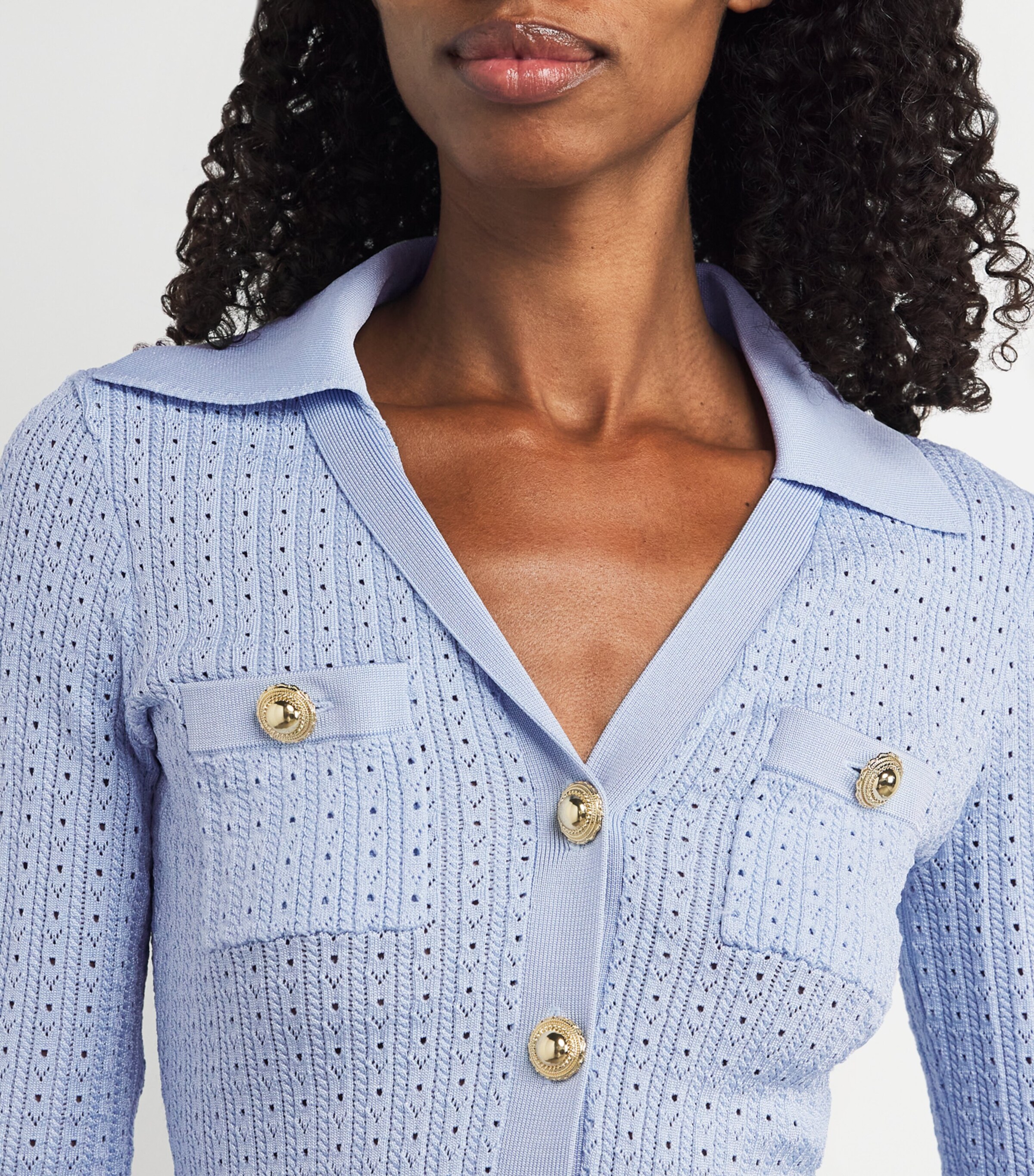 Pointelle Knit Mini Dress PALE BLUE Image 4