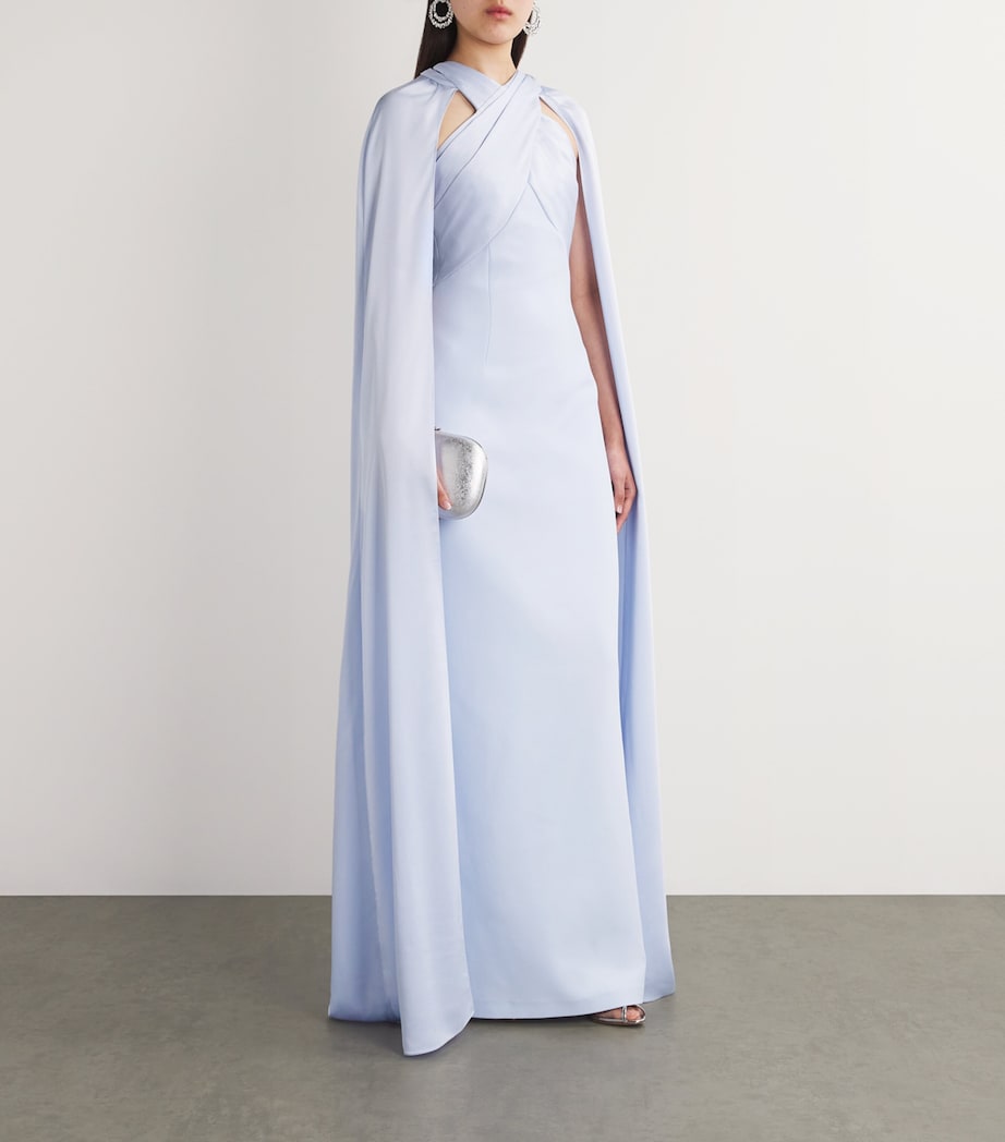 Silk Ayse Cape Gown SILK BLUE Image 2