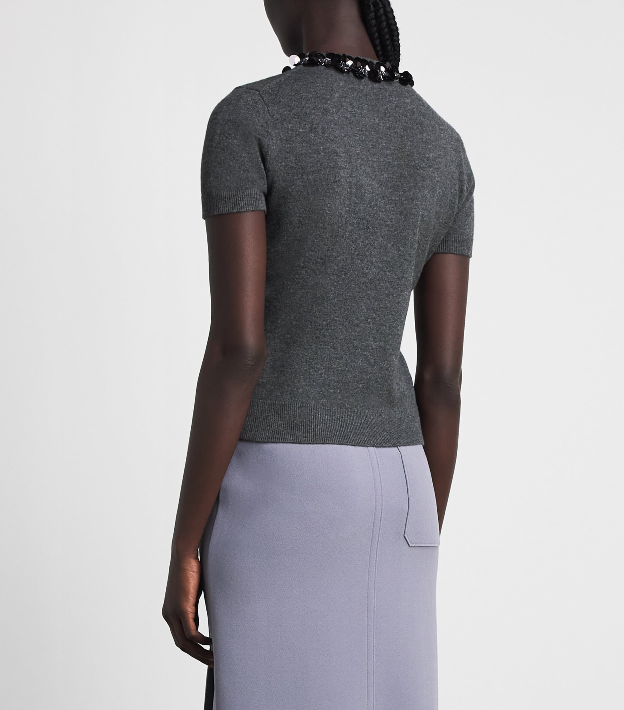 Simkhai Womens Wool-Cashmere Sophie Sweater Charcoal Dusty Blue Image 5
