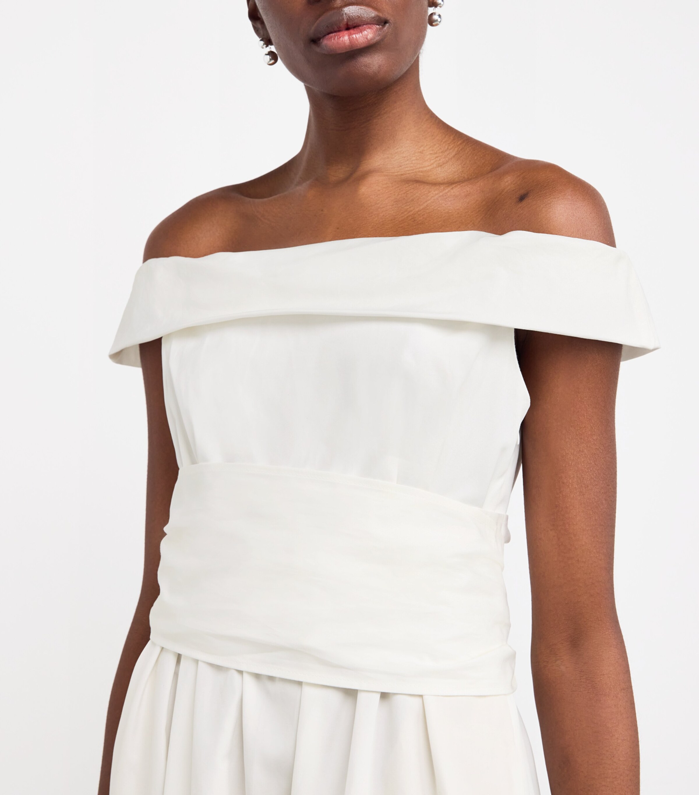 Off-The-Shoulder Midi Dress WHITE Image 4