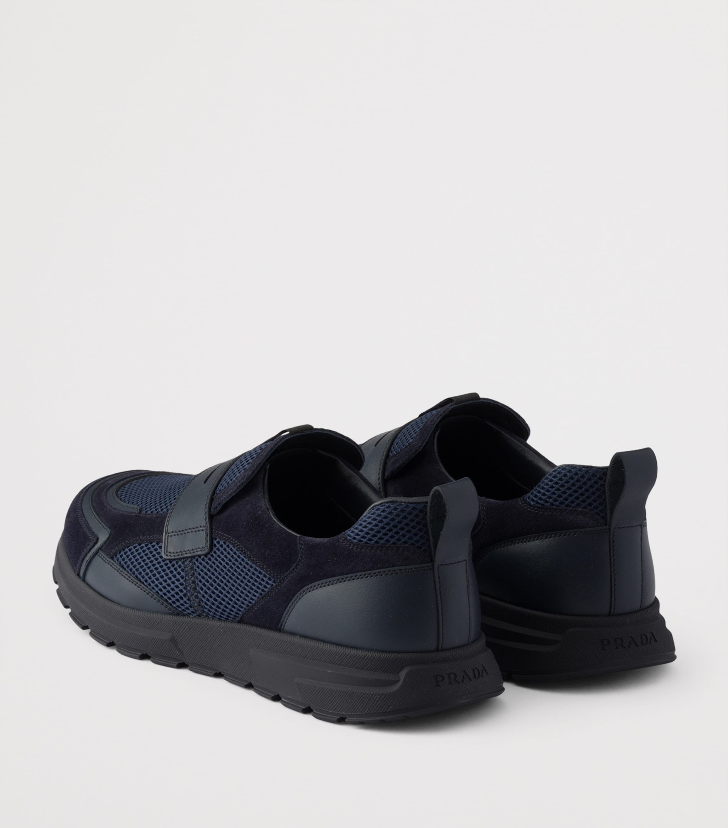 Prada Leather-Mesh Sneakers Blue Image 5