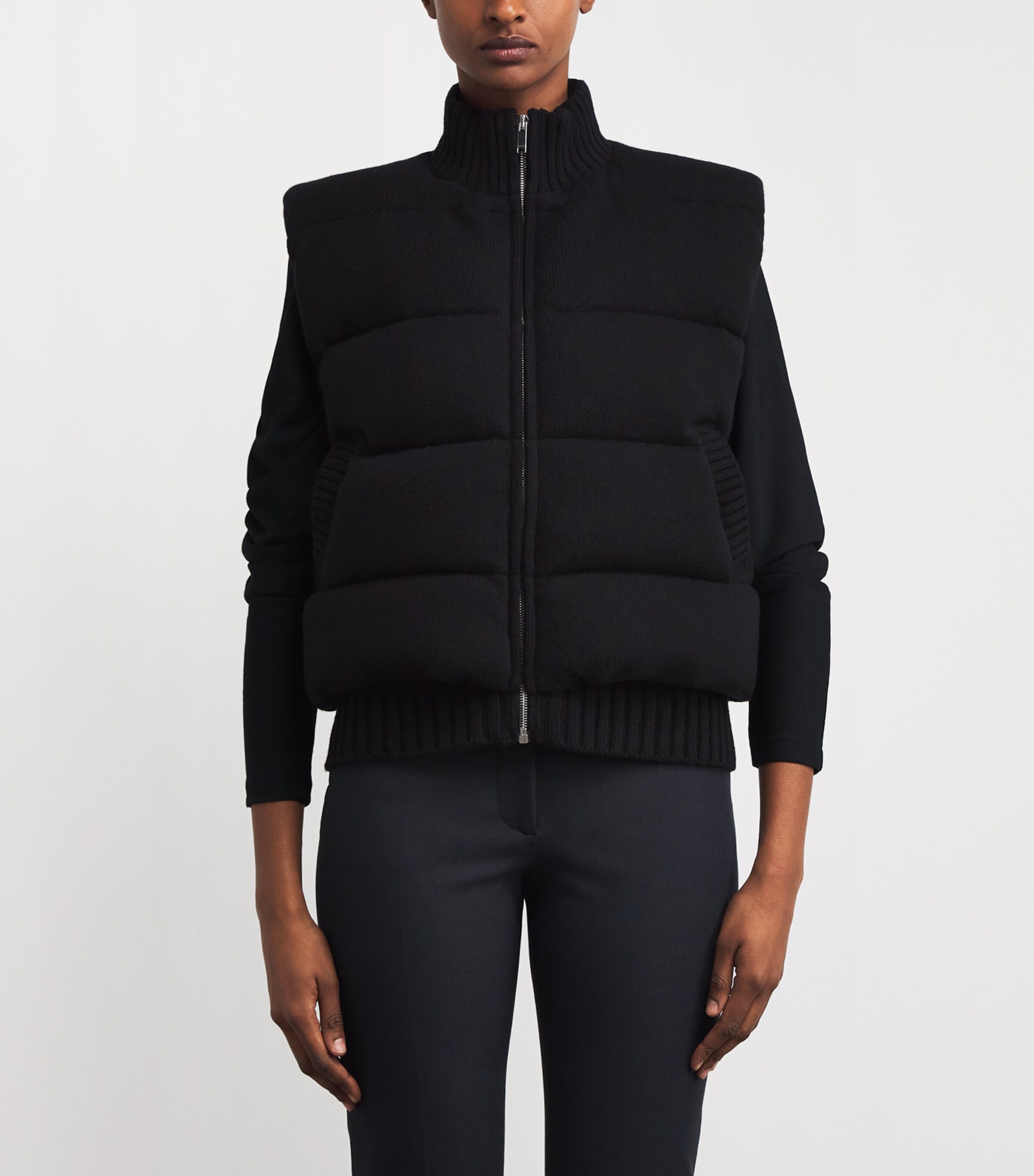 Merino Wool Down Puffer Gilet BLACK Image 3