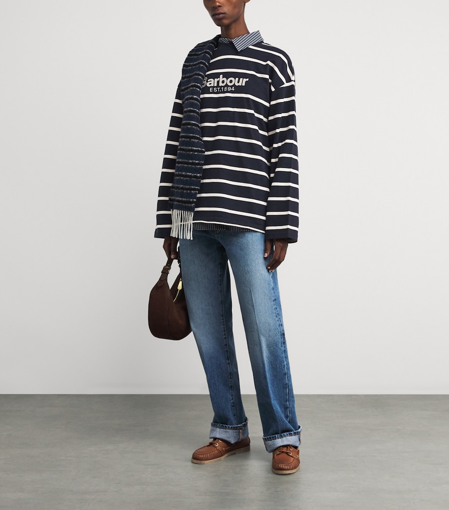 Cotton Logo Sweatshirt DARK NAVY/ECRU STRPE Image 2