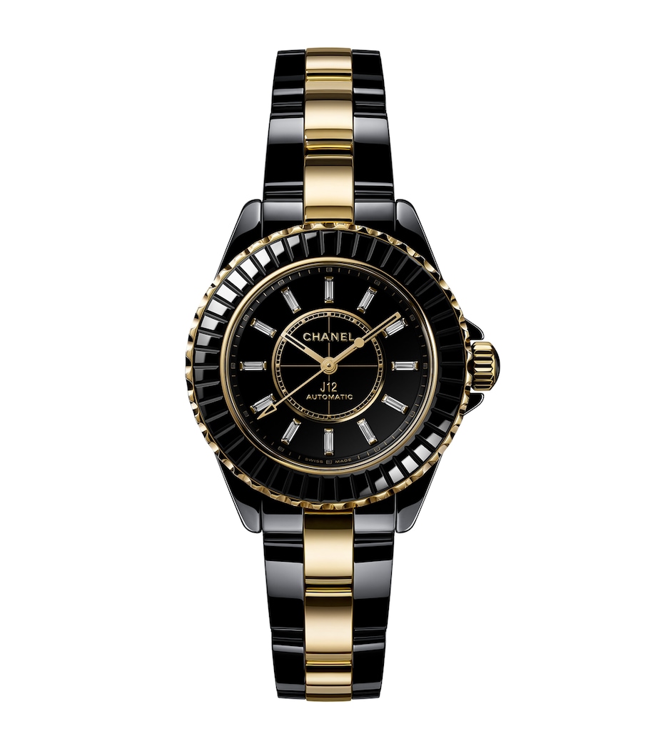 Yellow Gold, Ceramic and Diamond J12 Calibre 12.2 Watch 33mm BLACK Image 1