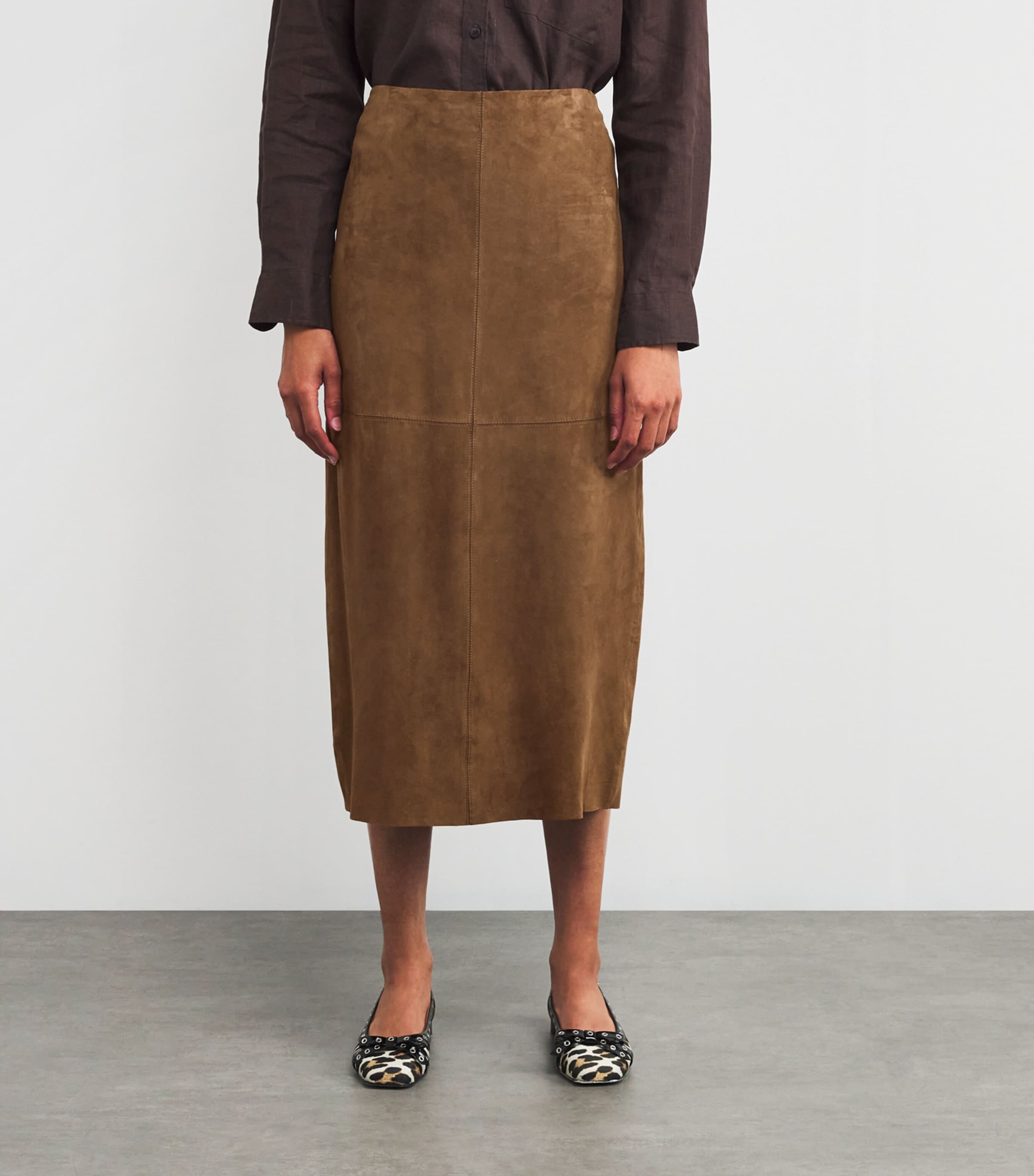 Suede Midi Skirt OCHRE Image 3