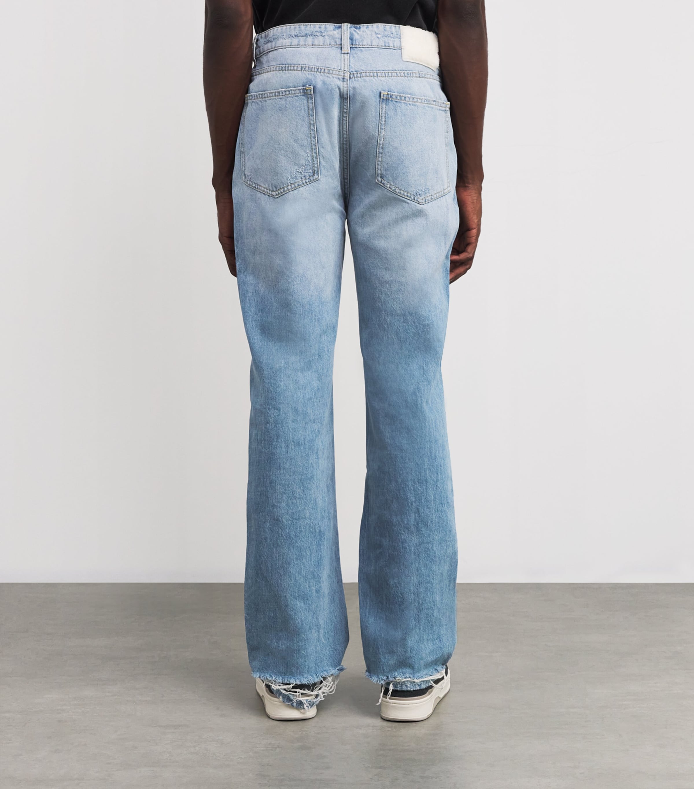 Distressed Straight Jeans 400 BLUE Image 4