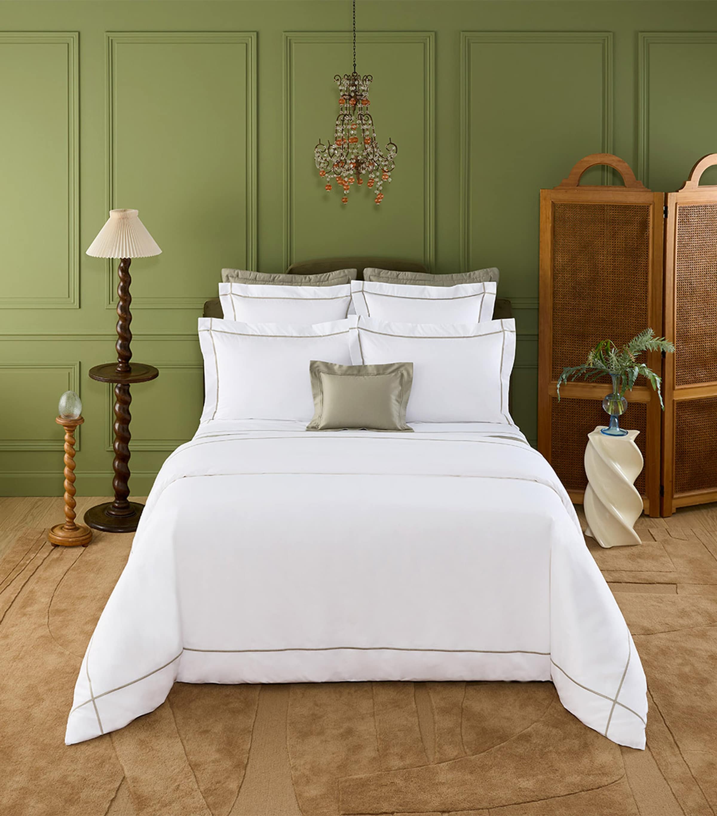 Yves Delorme Athena King Oxford Pillowcase (65cm x 65cm) Kaki Image 2