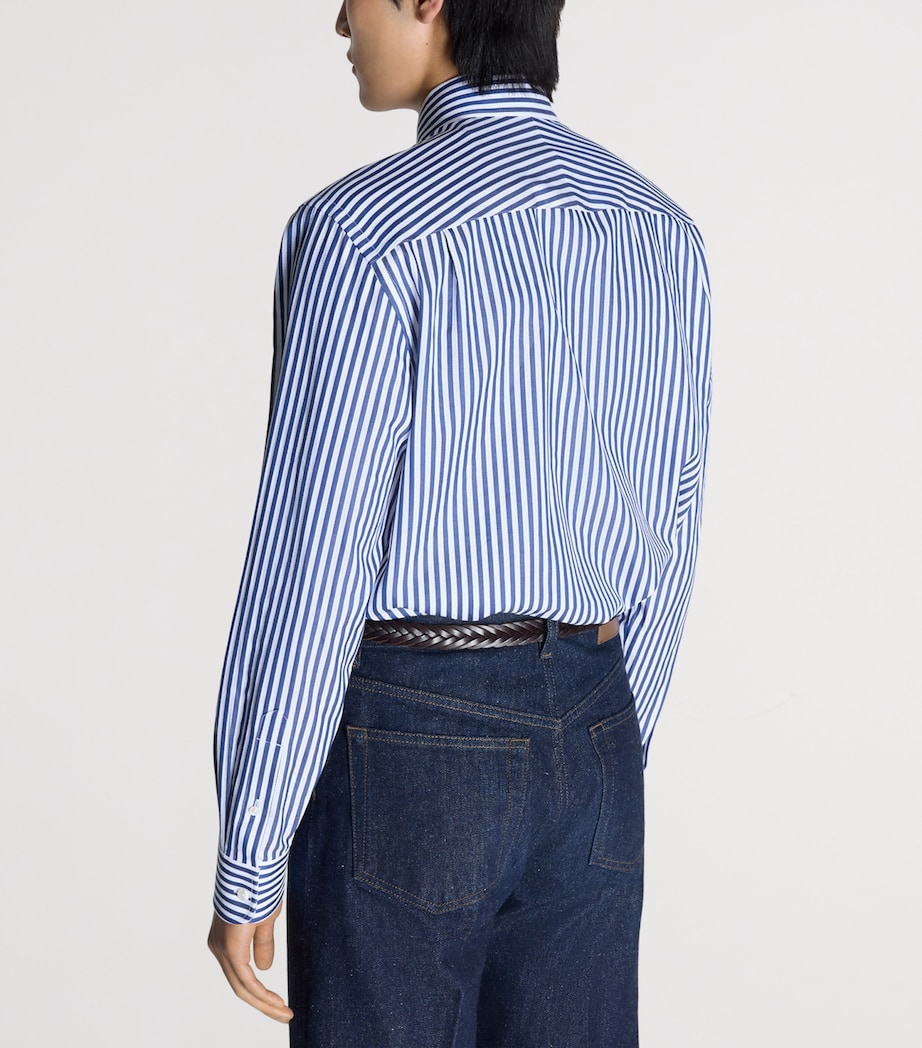Dunhill Mens Giza Cotton Stripe Formal Shirt White Image 4