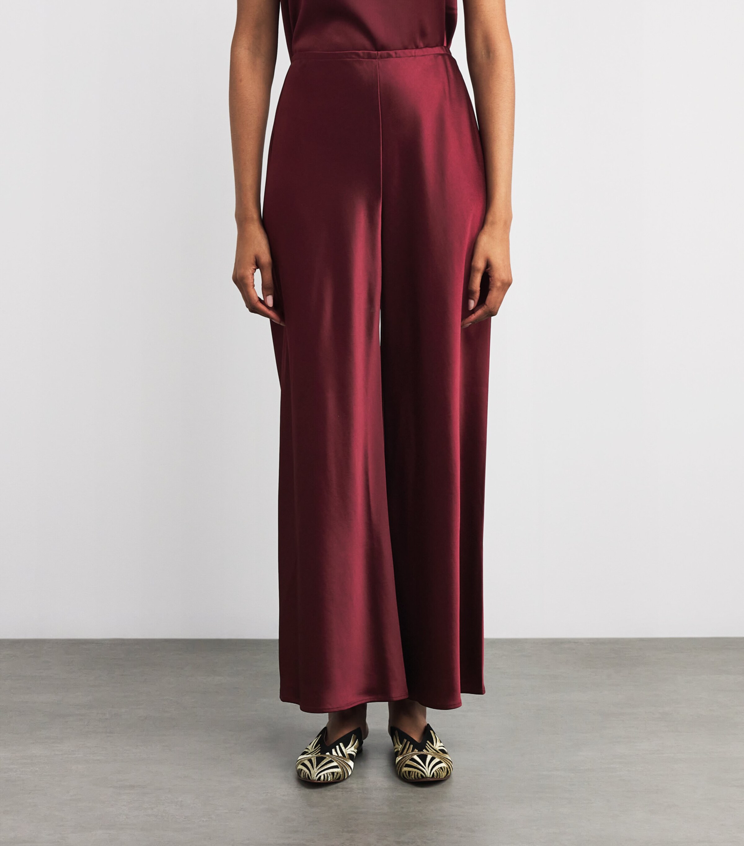 Satin Barb Bias Trousers BORDEAUX Image 3