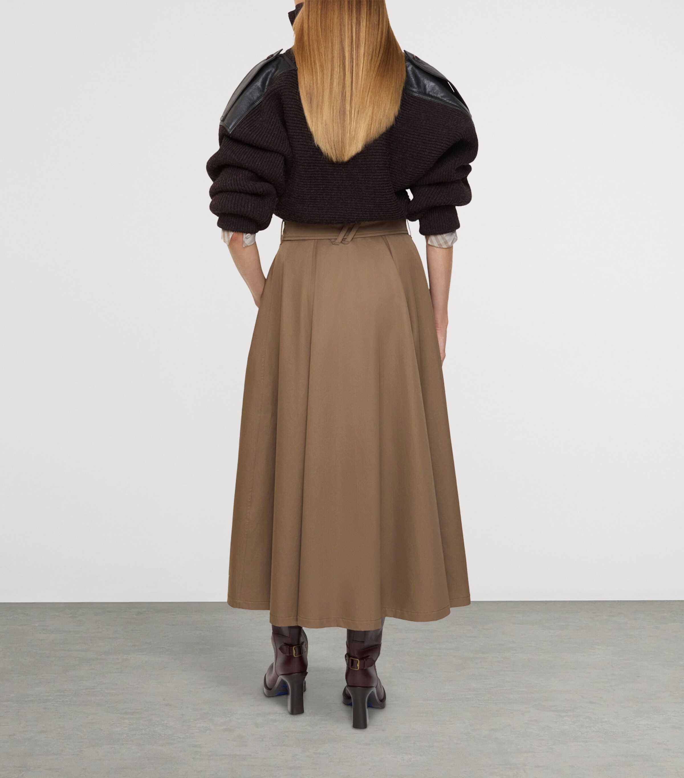 Gabardine Trench Midi Skirt CLAY BROWN Image 3