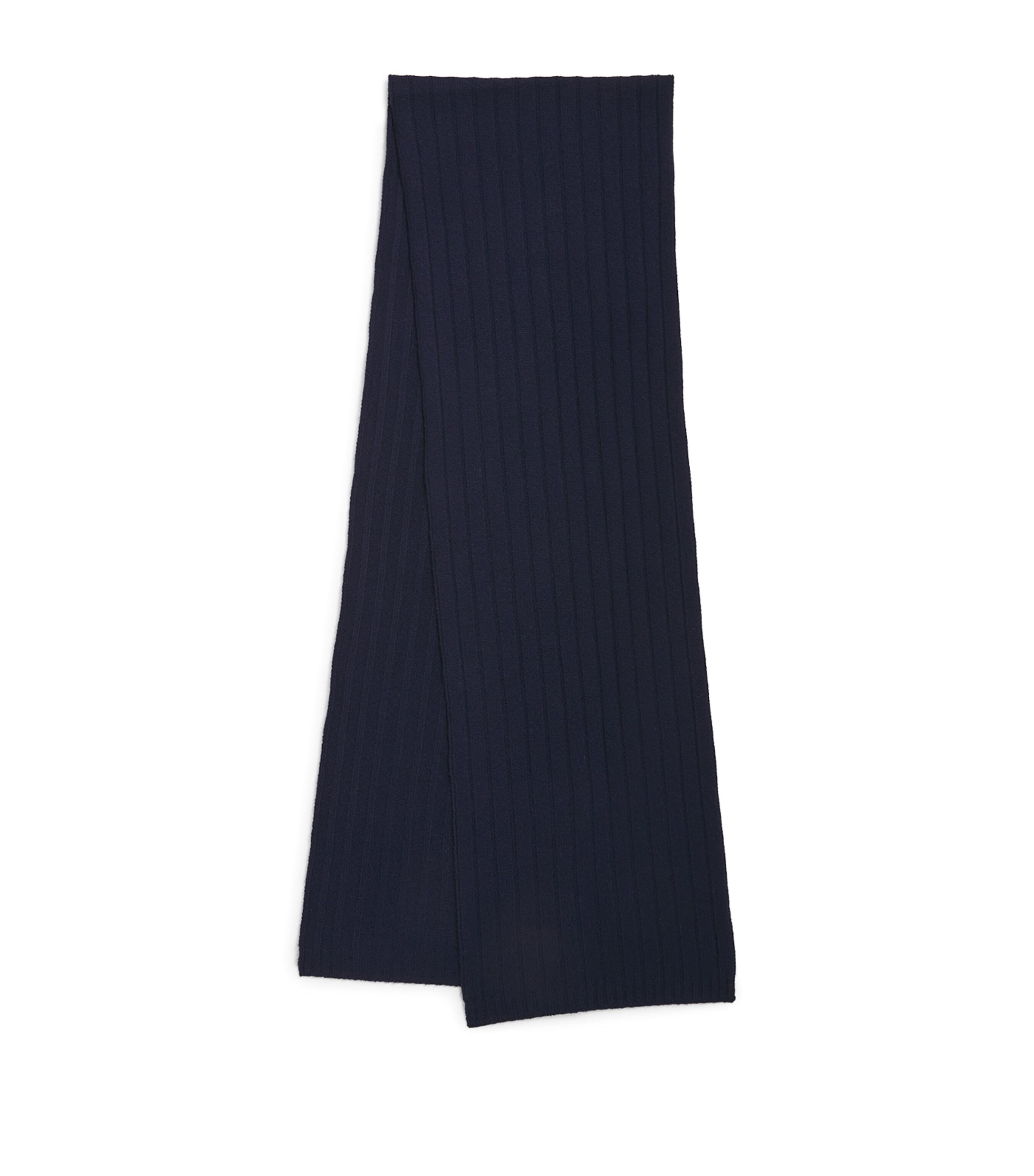 Harrods Cashmere Ribbed Scarf In Navy