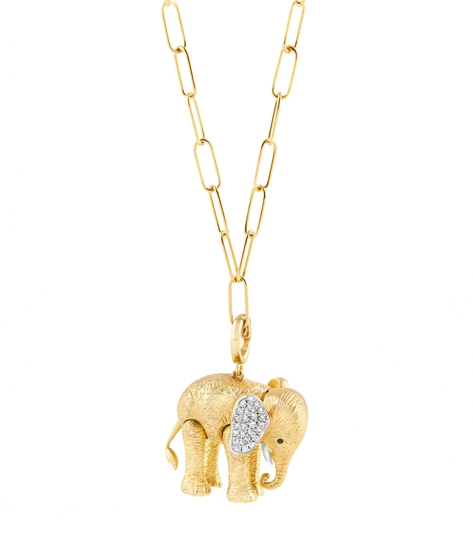 Yellow Gold and Diamond Mother Elephant Charm 18CT YELLOW GOLD Image 2