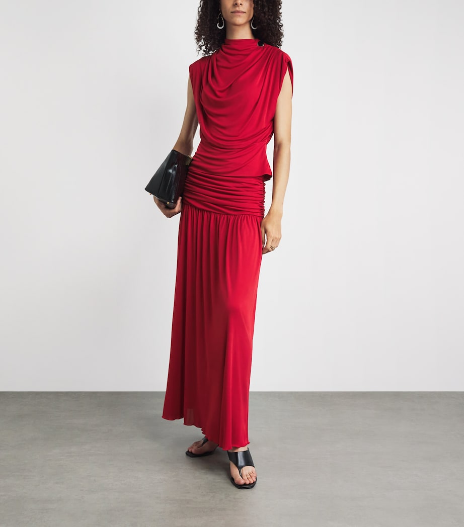 RETORI Womens Draped Maxi Skirt Red Image 2