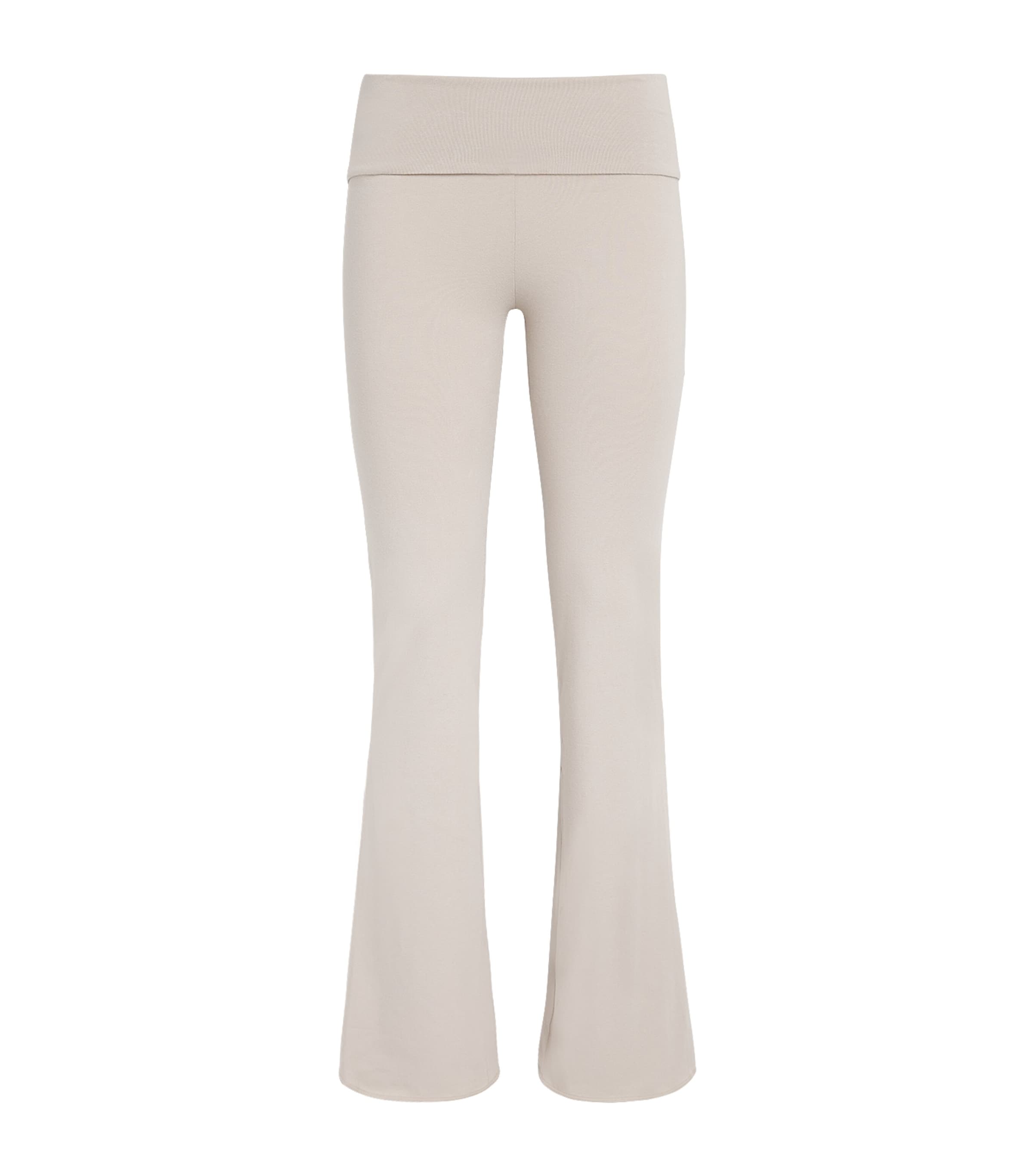 Skims Womens Cotton Jersey Foldover Trousers Stone Image 1