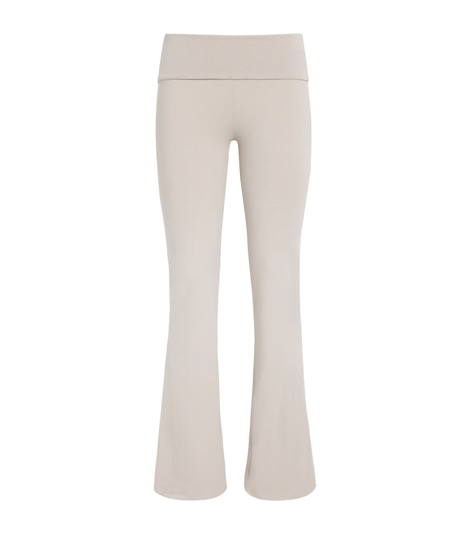 Skims Womens Cotton Jersey Foldover Trousers Stone Image 1