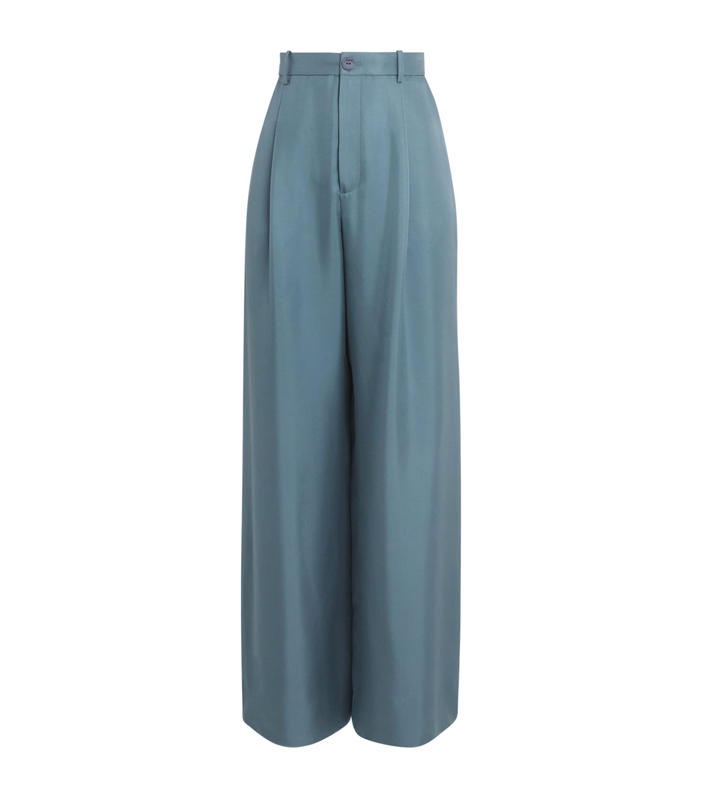 Lapointe Organic Silk Wide-leg Trousers In Blue
