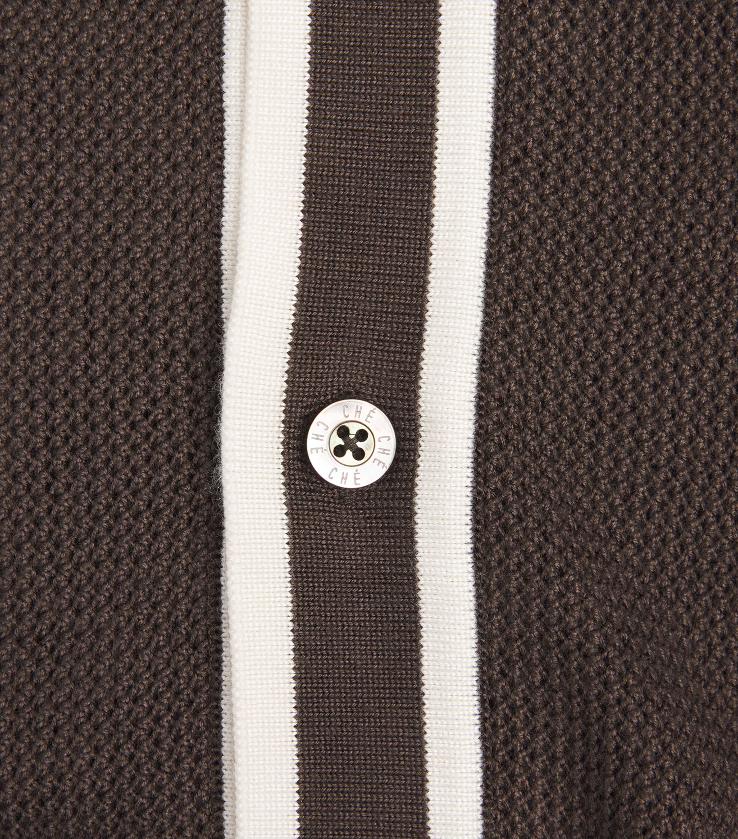 CHÉ Mens Stripe Jorge Polo Shirt Chocolate Brown Image 6