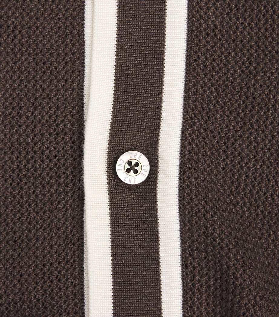 CHÉ Mens Stripe Jorge Polo Shirt Chocolate Brown Image 6