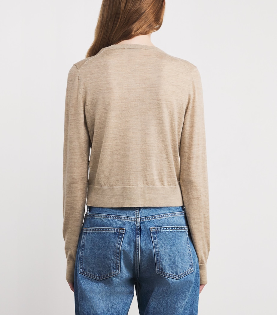 Wool-Cashmere Moni Cropped Cardigan TAUPE Image 4