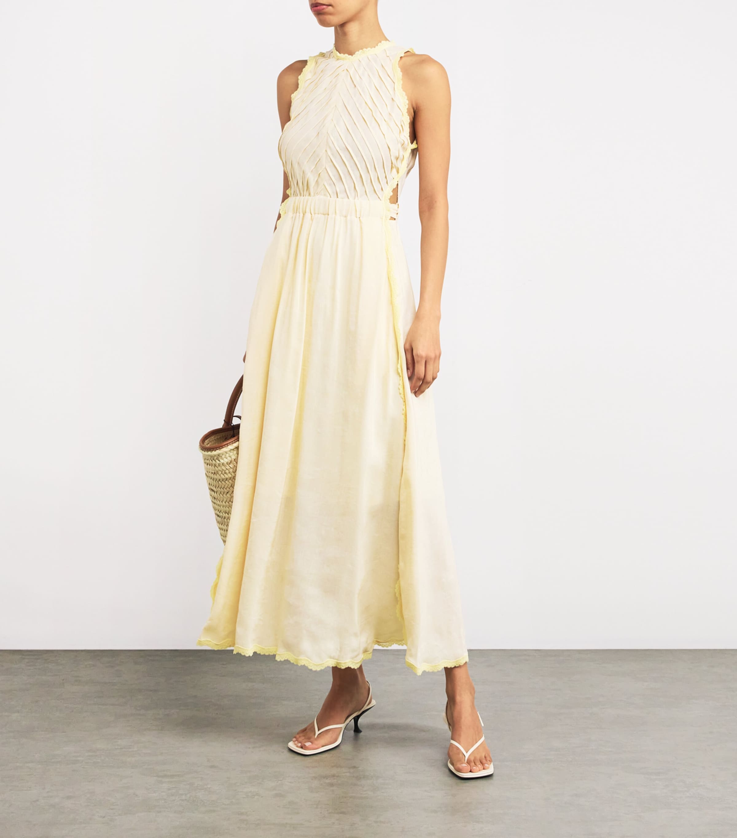 【海外限定】Sandroワンピース☆Gathered-Neckline Linen-Blend Sandro Paris Linen-Blend Maxi Dress | Harrods US