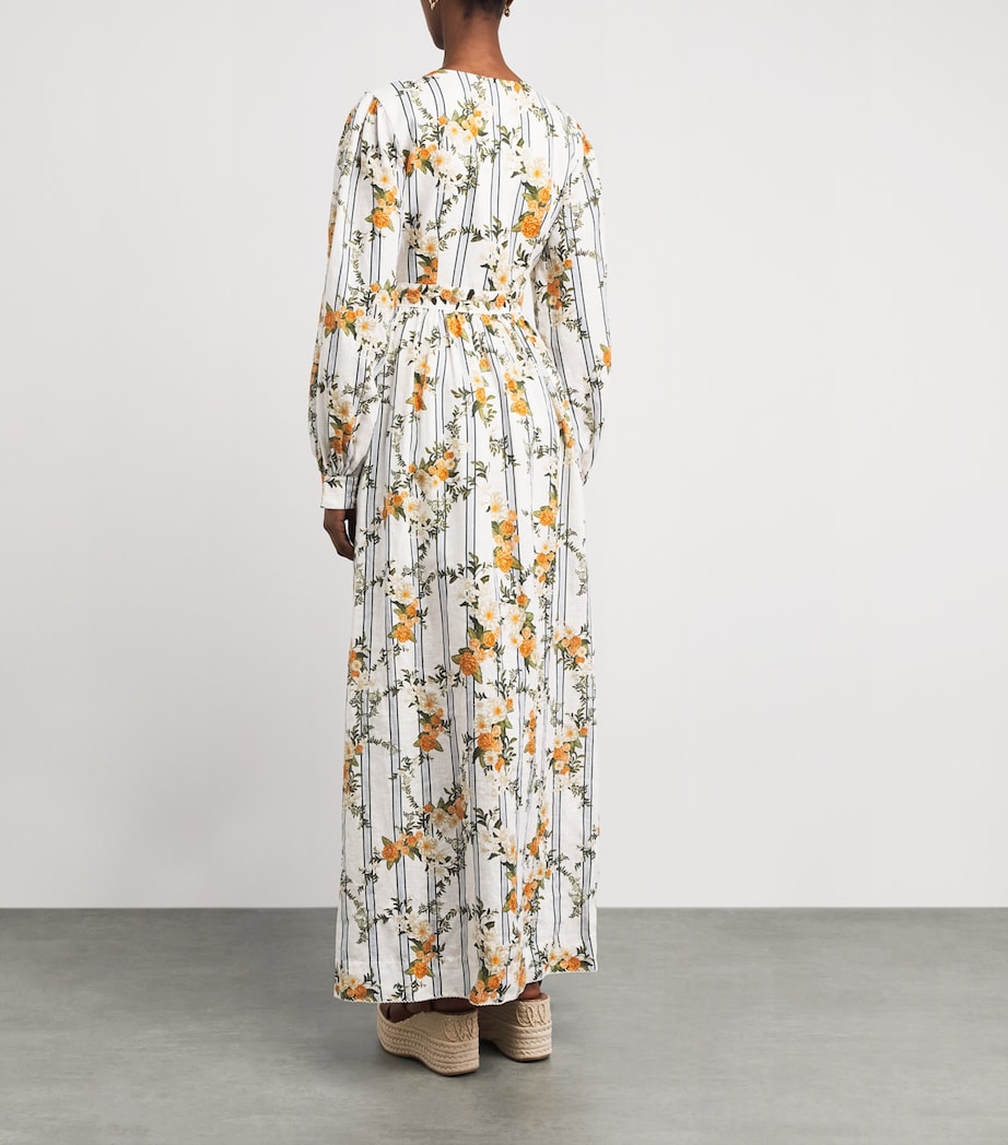 Agua By Agua Bendita Womens Linen Floral Frambuesa Valle Maxi Dress Image 4