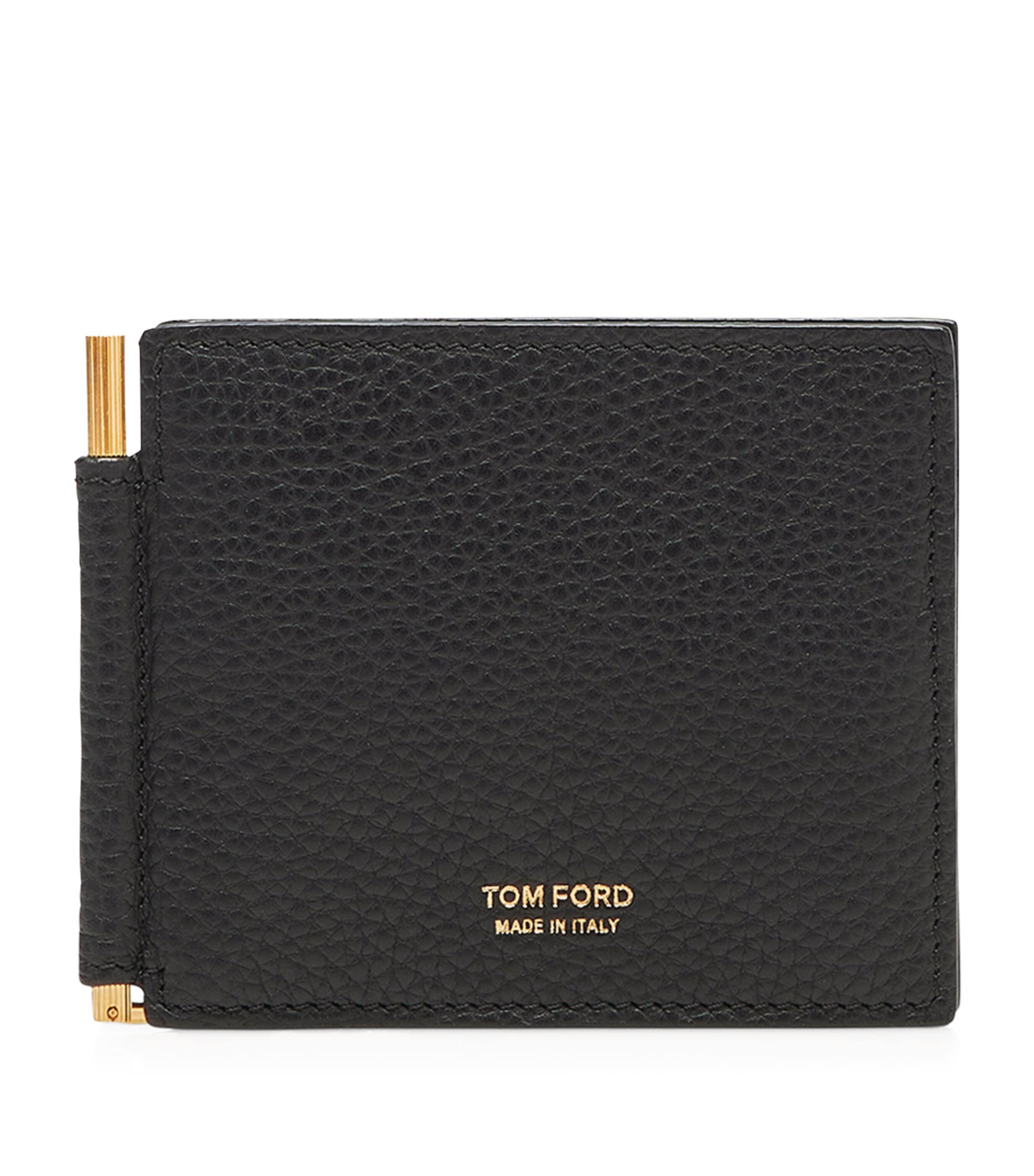 Tom Ford Leather Money Clip Wallet In Black