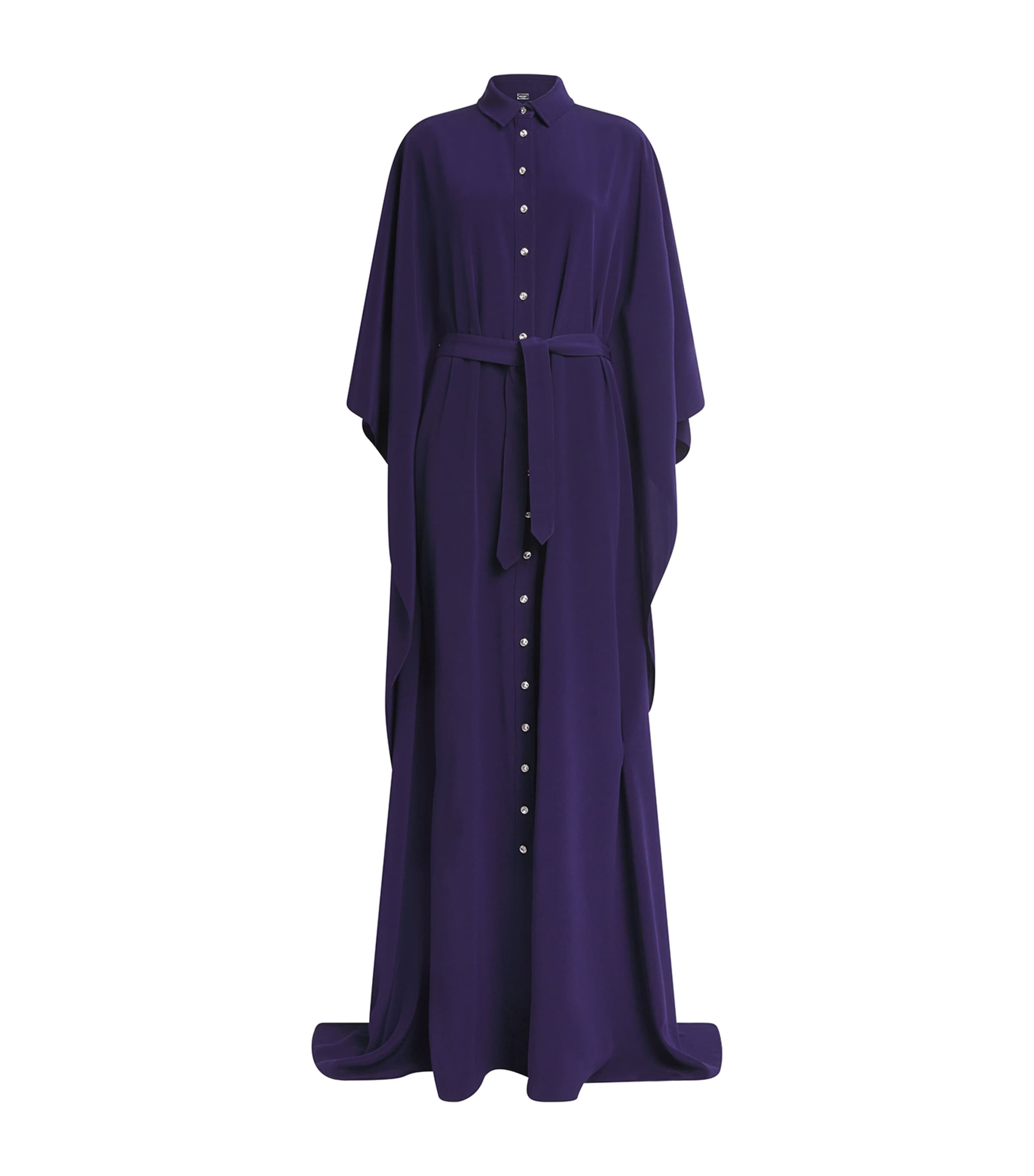 Alexis Mabille Satin Kaftan Maxi Dress In Purple