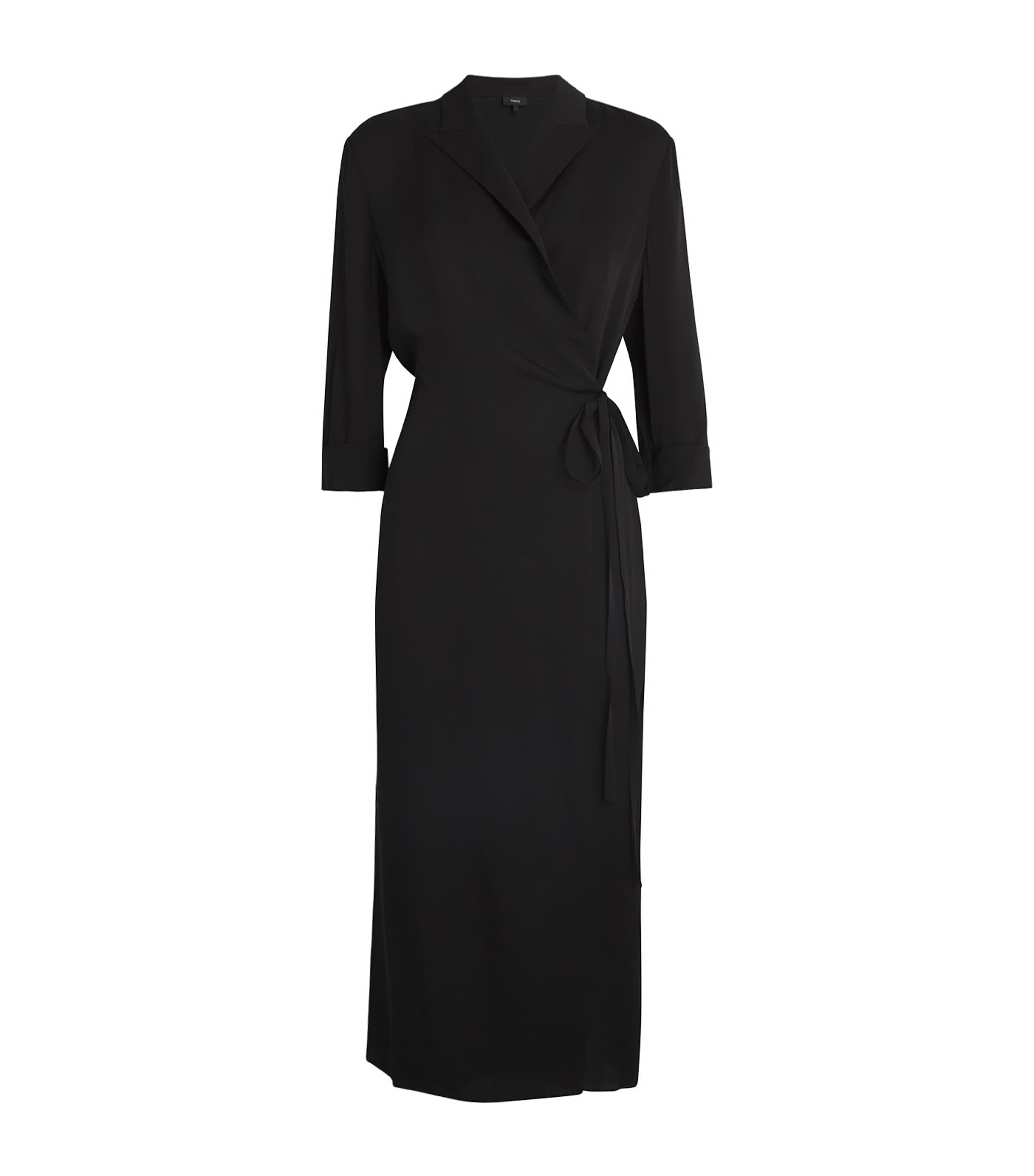 THEORY SILK NOTCHED-LAPEL MIDI DRESS