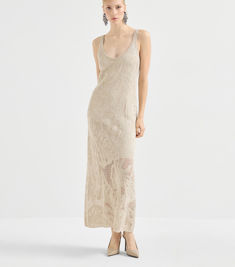 Brunello Cucinelli Womens Linen-Cotton Midi Dress Image 3