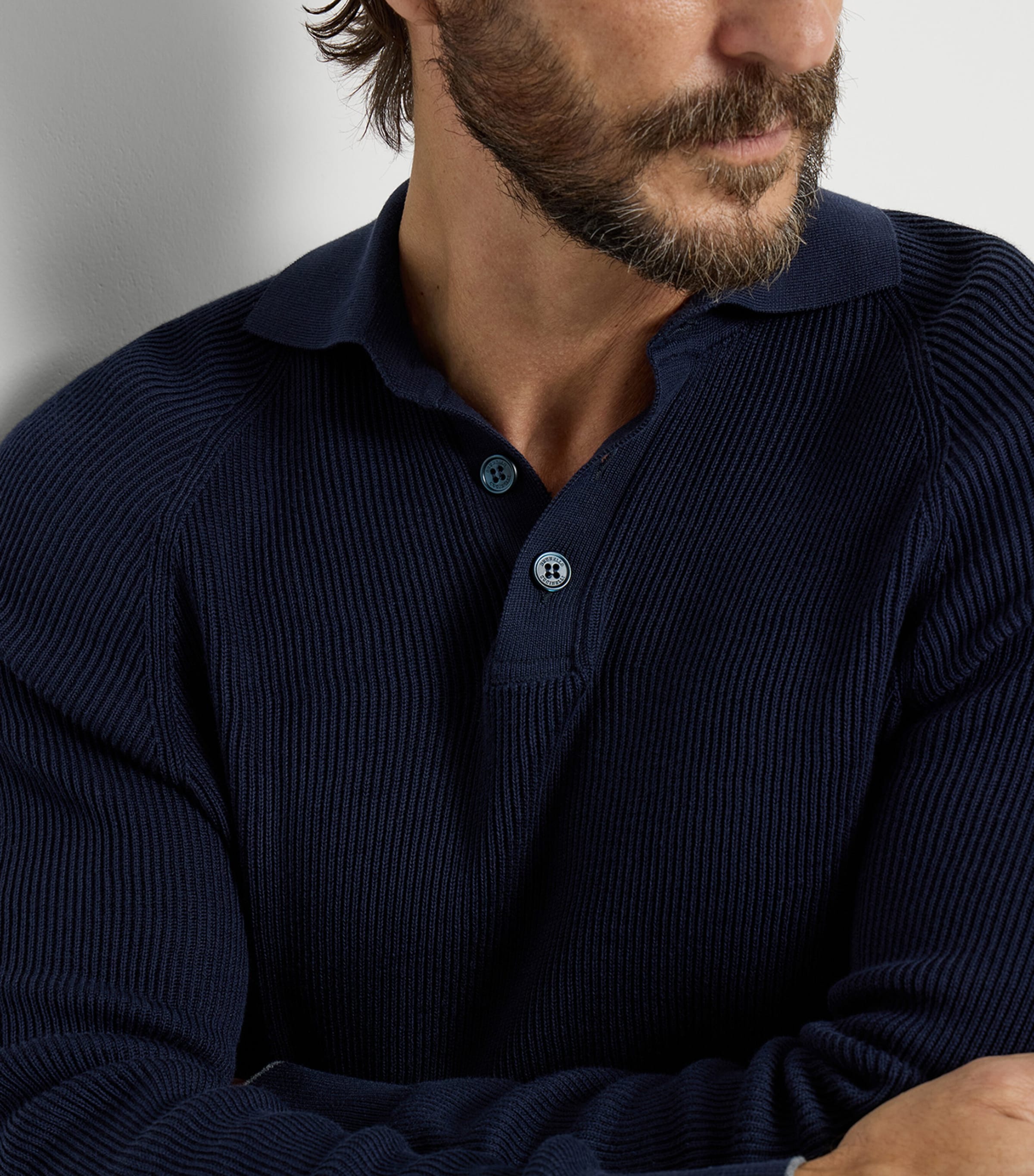Brunello Cucinelli Mens Cotton Polo Sweater Image 6