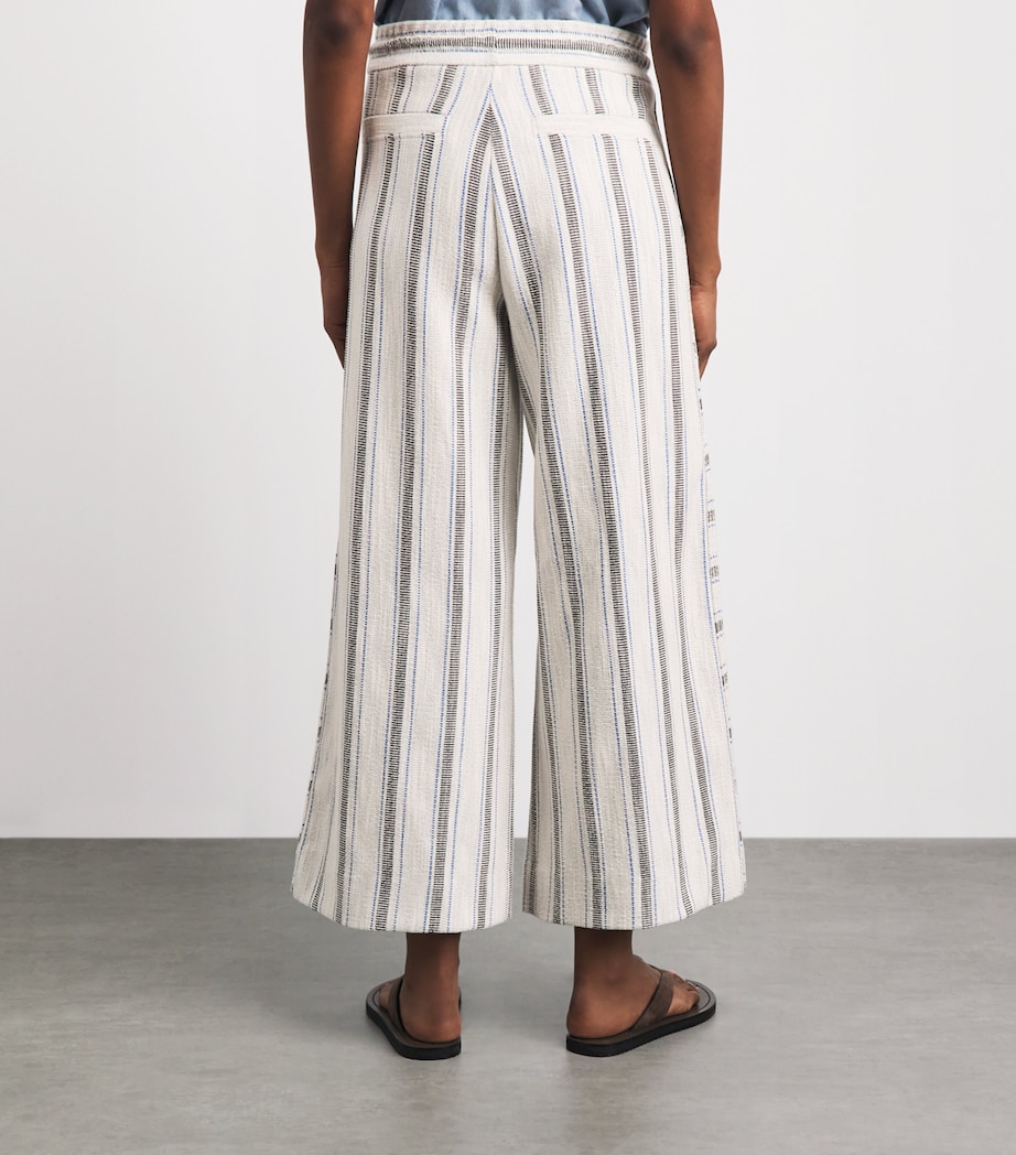 ME+EM Womens Stripe Cropped Wide-Leg Trousers Light Cream Multi Image 5