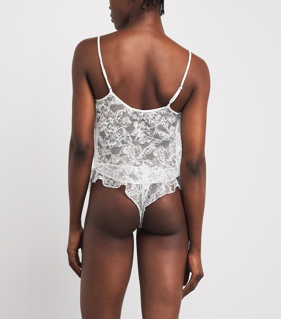 Fleur Du Mal Womens Lace Jasmine Flutter Thong Ivory Image 3