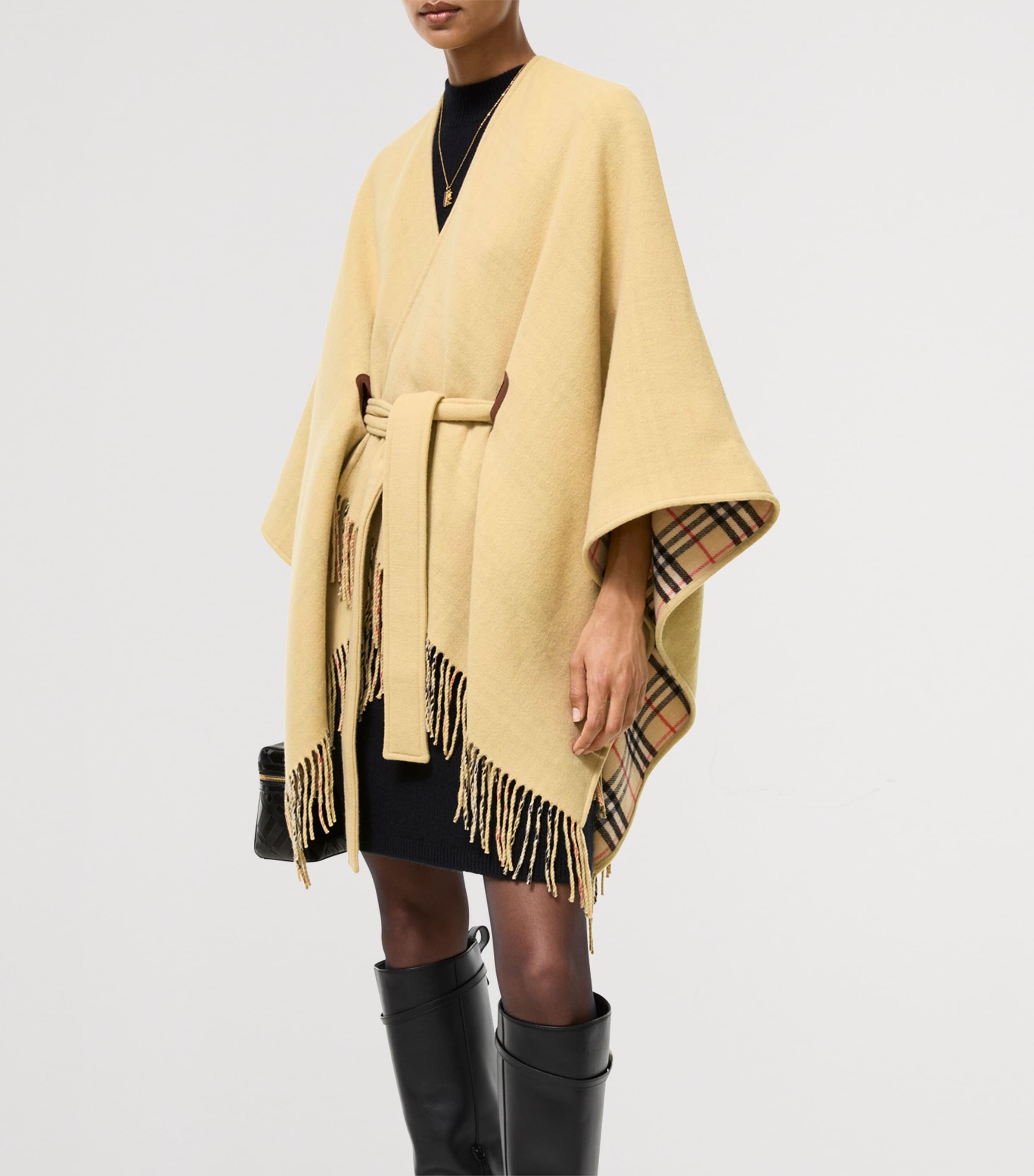 Burberry Wool Fringed Cape Sand/sand Image 2