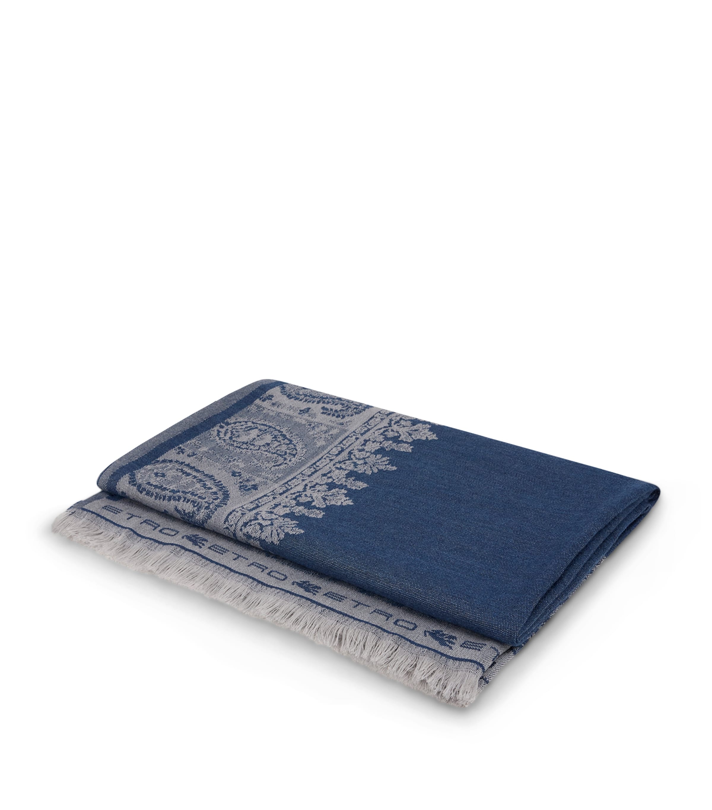 Etro Wool Paisley Tagete Throw (180cm x 140cm) Blue Image 2