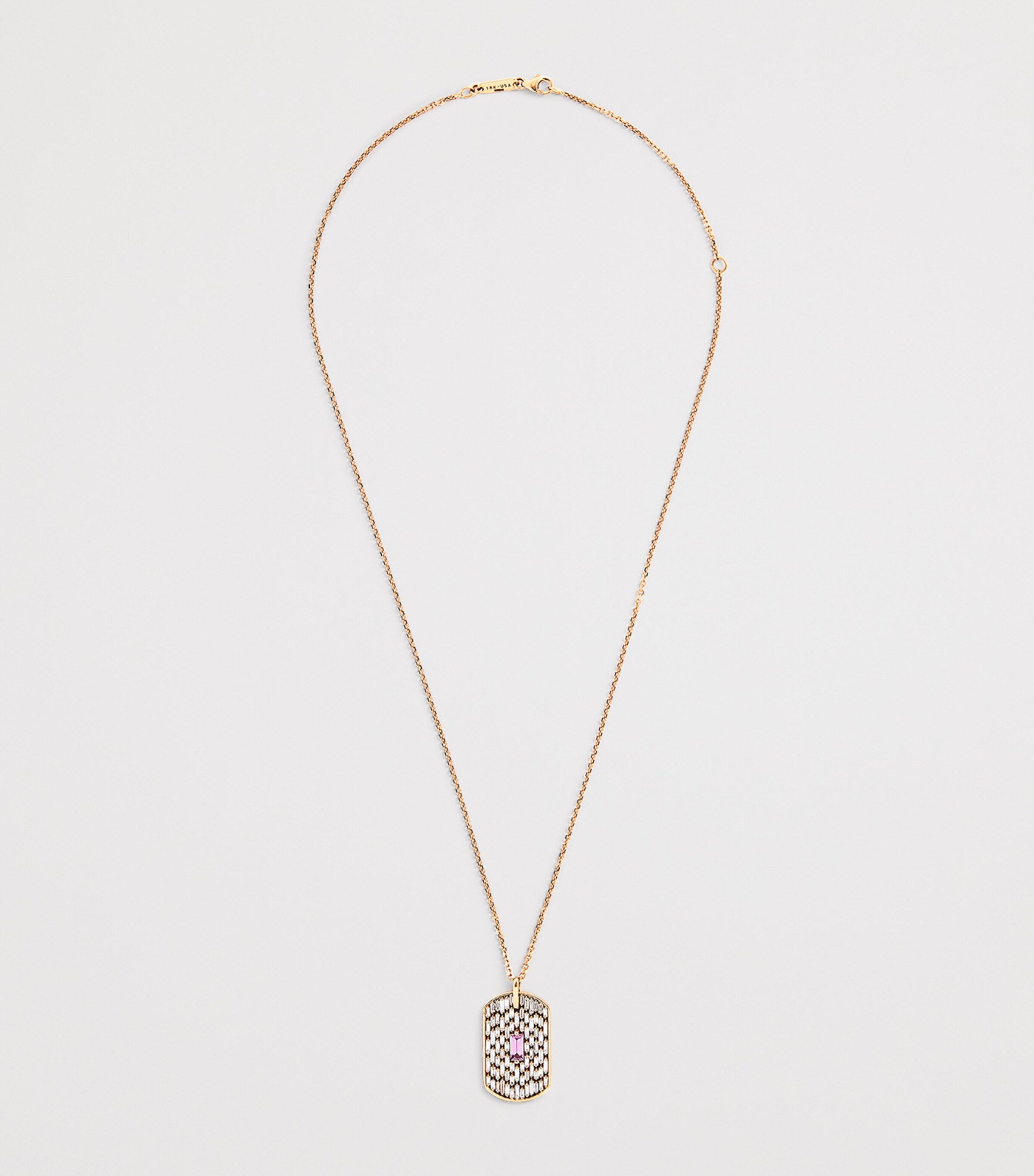 Rose Gold, Diamond and Sapphire Dog Tag Infinite Necklace 18K RG/P Image 3