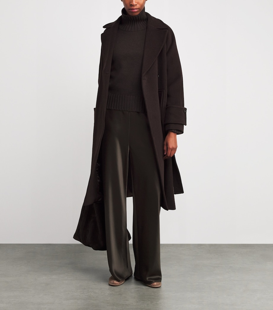 Satin Wide-Leg Trousers CHOCOLATE Image 2