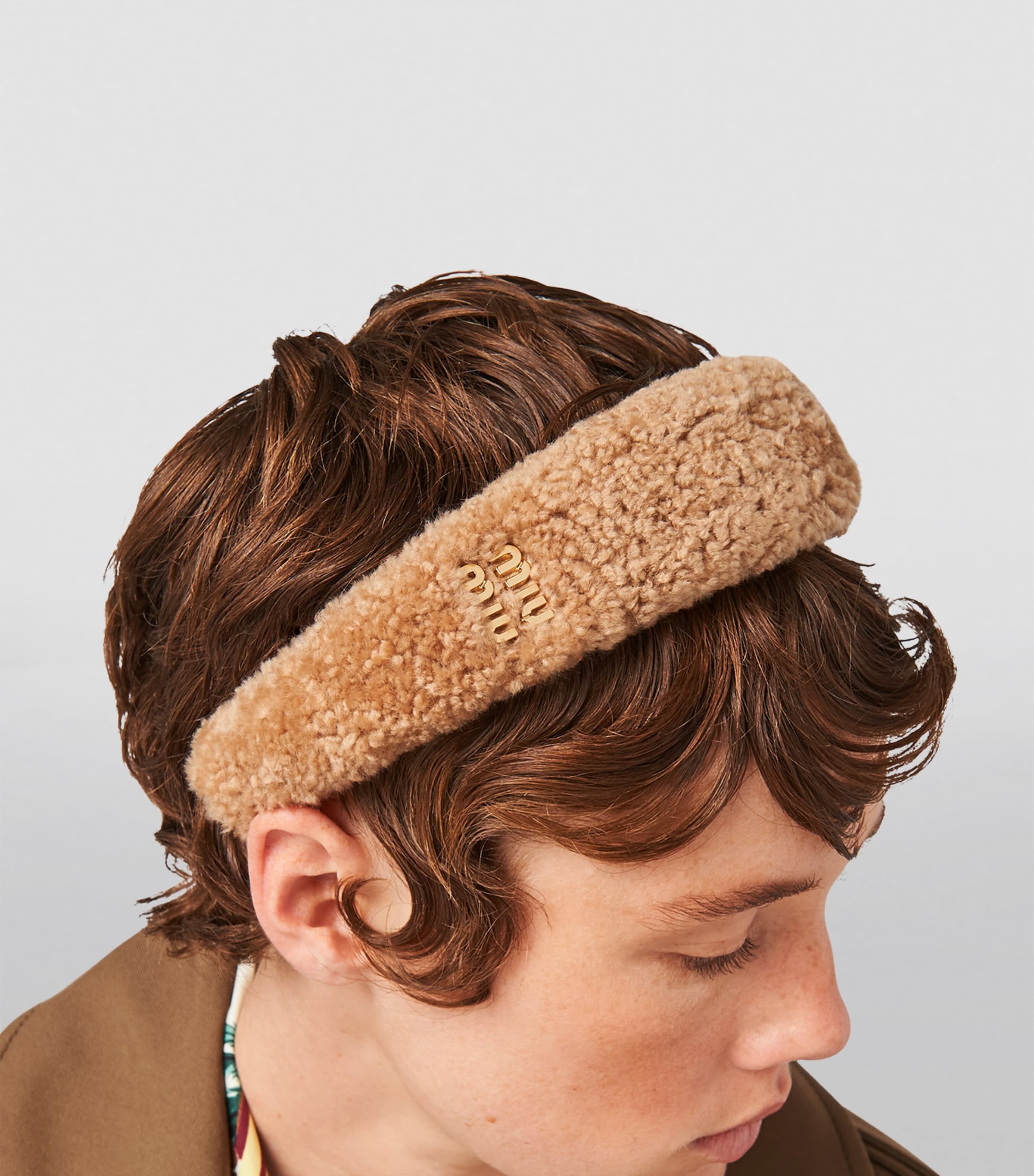 Miu Miu Shearling Logo Headband Image 2