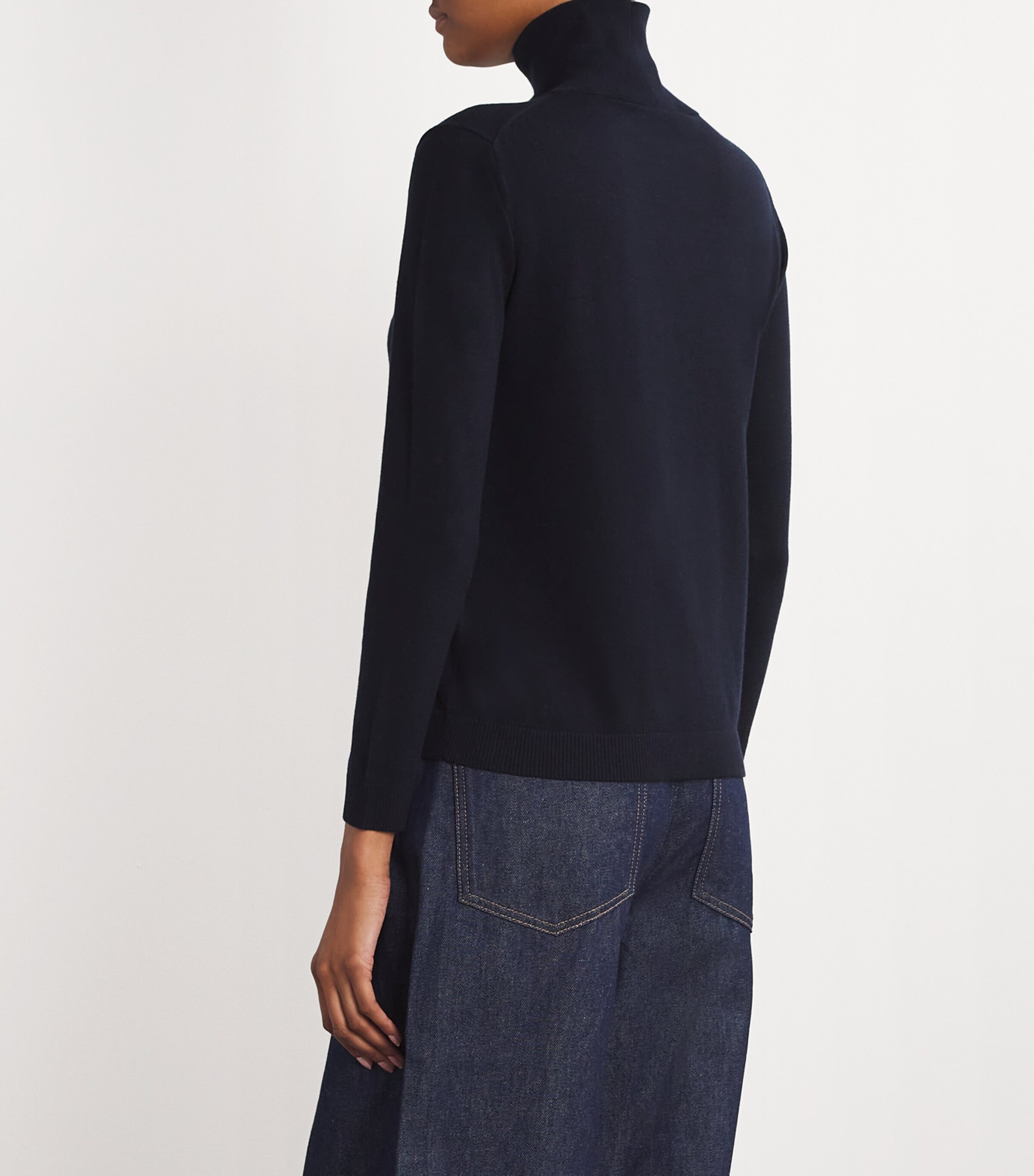 Silk-Blend High-Neck Sweater NAVY Image 4