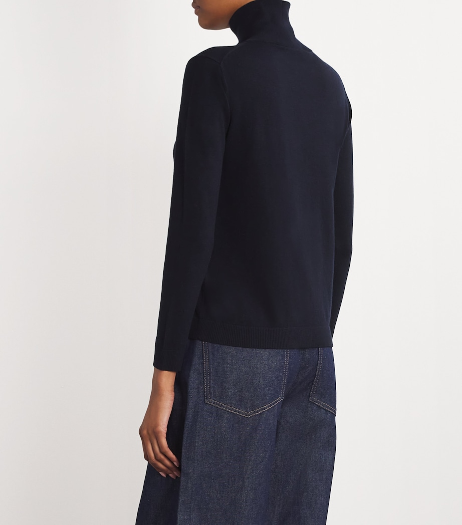 Silk-Blend High-Neck Sweater NAVY Image 4