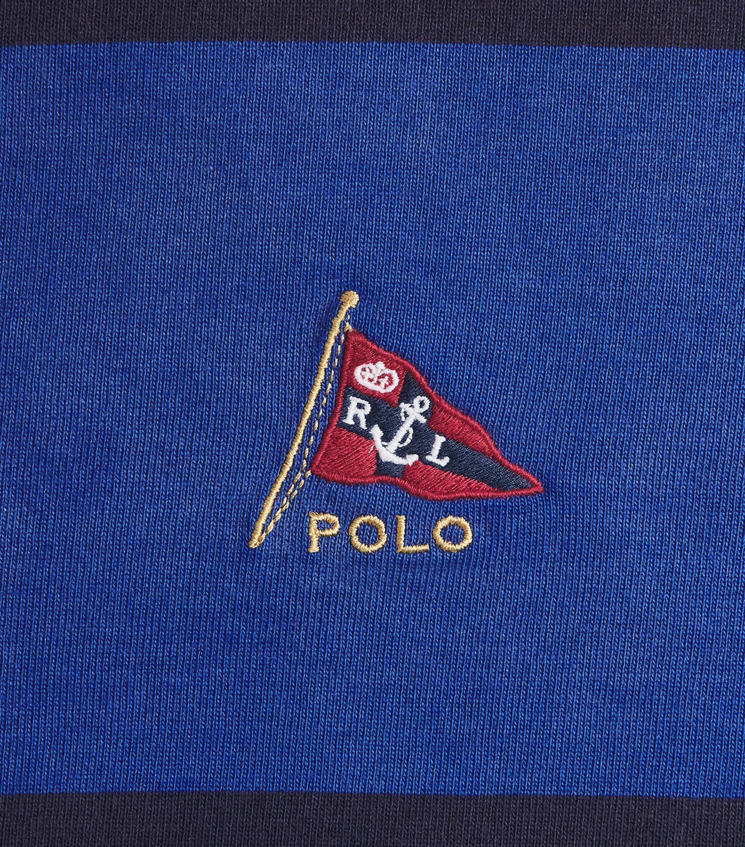 Polo Ralph Lauren Mens Cotton Stripe Rugby Shirt Cruise Ryl/nport Nvy Image 6