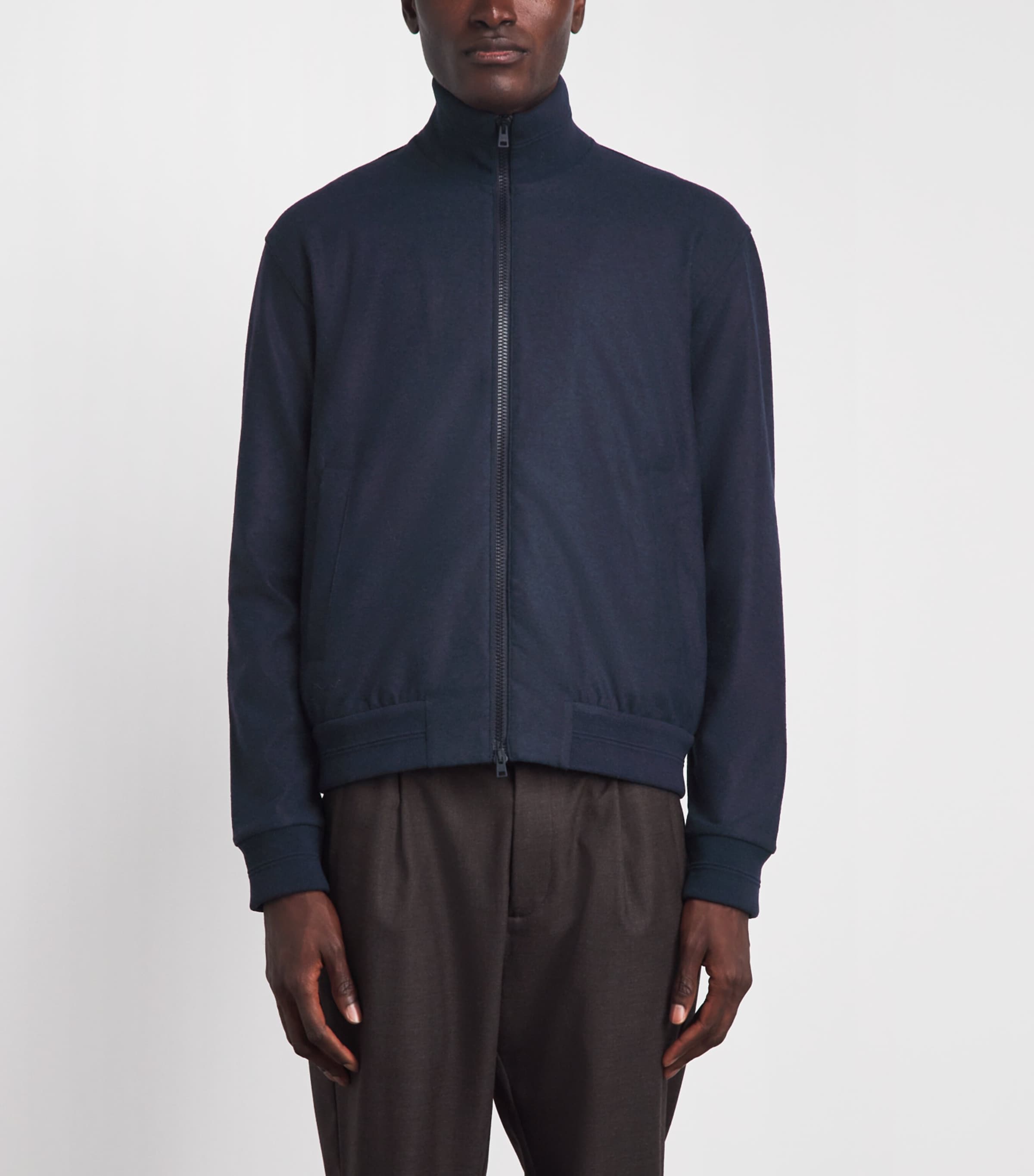 Herno Mens Knitted Bomber Jacket Blu Navy Image 4