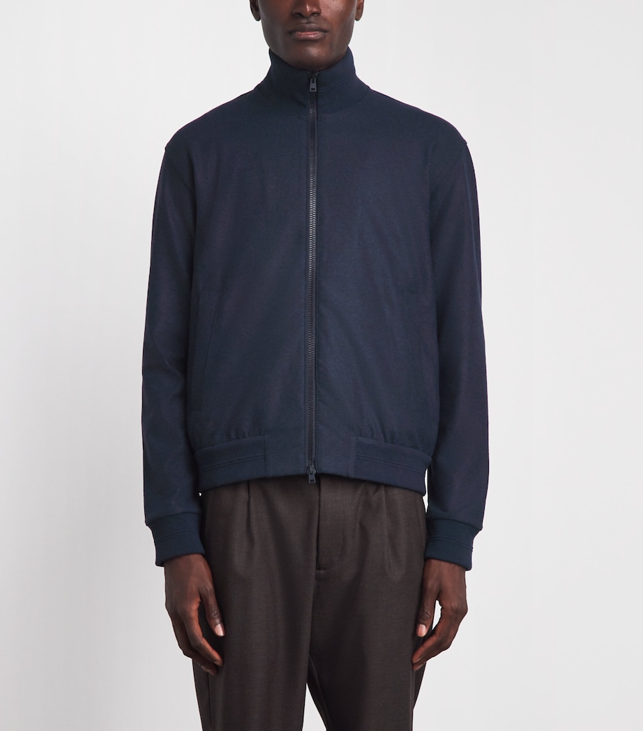 Herno Mens Knitted Bomber Jacket Blu Navy Image 4