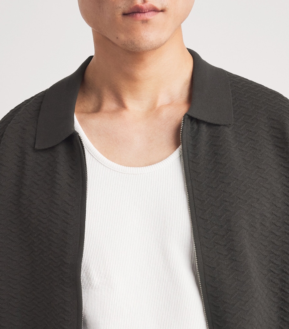NN.07 Mens Organic Cotton Gustav Zip-Up Cardigan Dark Army Image 3