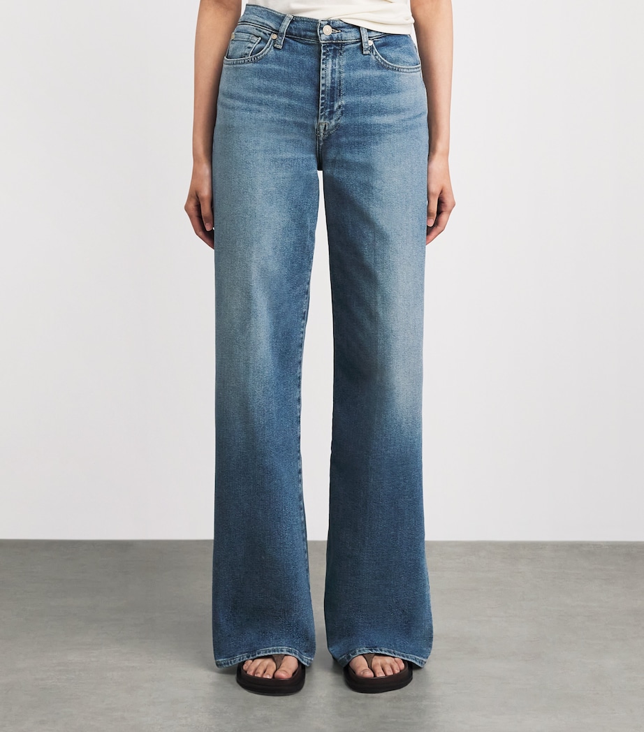 7 For All Mankind Womens Lotta High-Rise Wide-Leg Jeans Aquashade Image 4