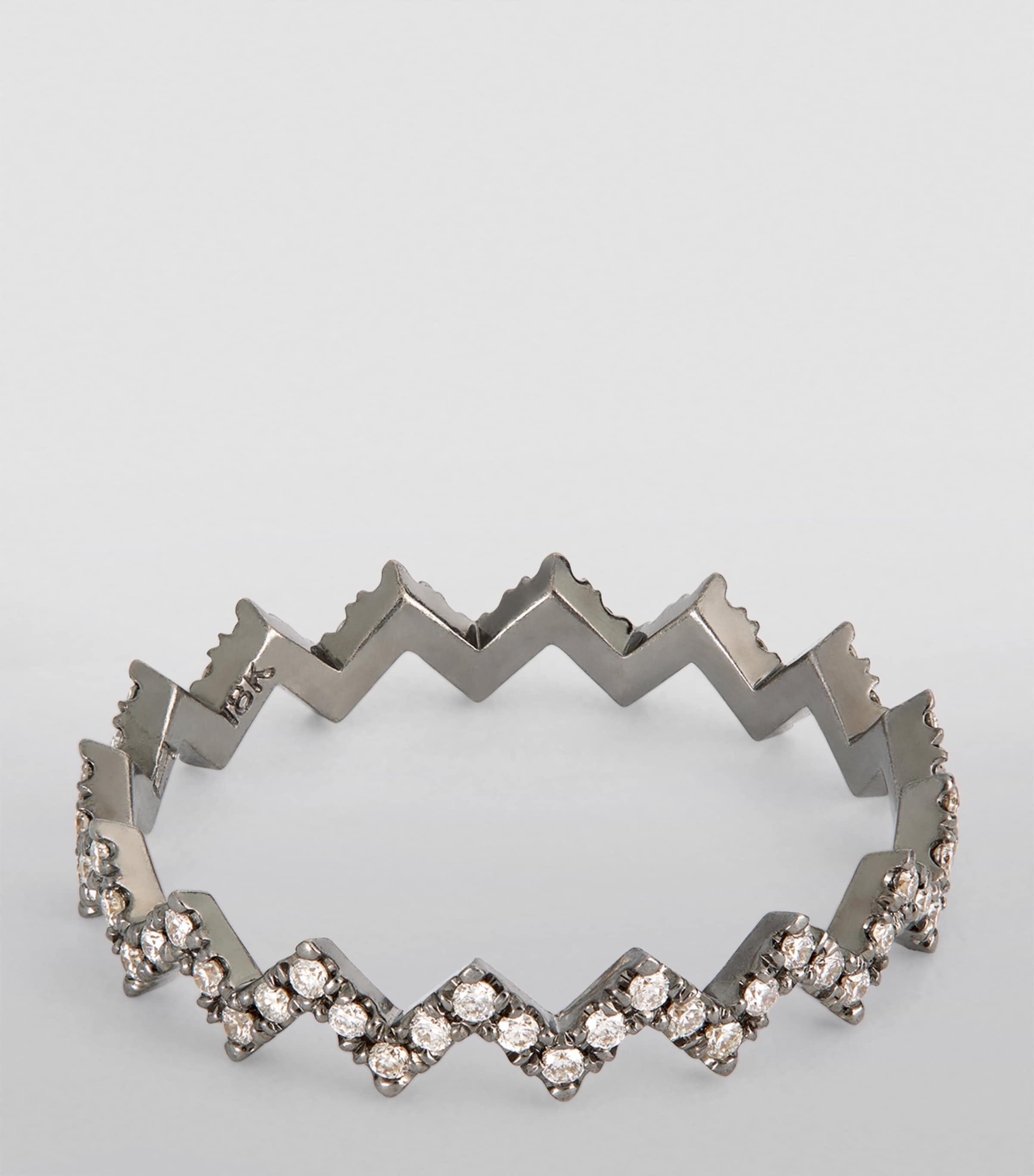 Eva Fehren Blackened White Gold and Diamond Ziggy Ring Black Gold Image 3