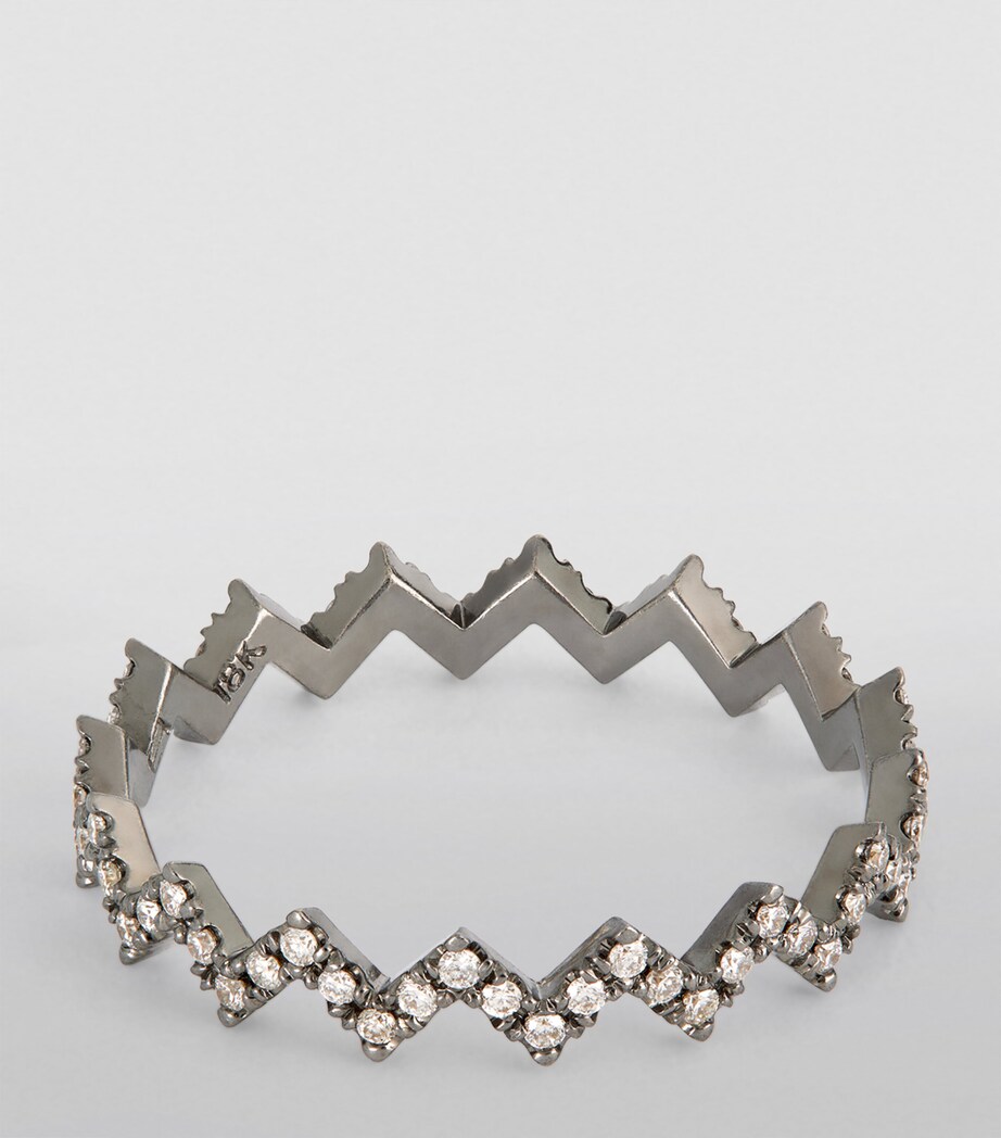 Eva Fehren Blackened White Gold and Diamond Ziggy Ring Black Gold Image 3