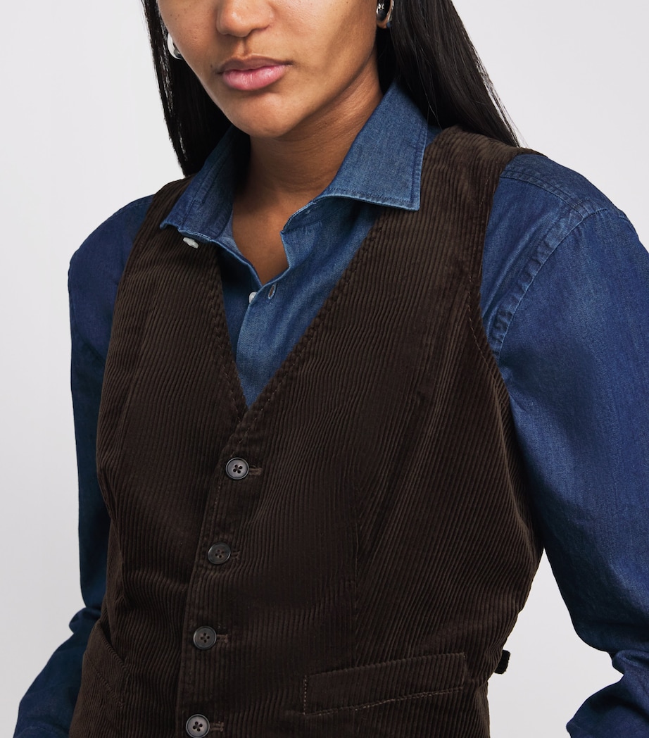 Cotton Corduroy Slim-Fit Waistcoat BROWN Image 6